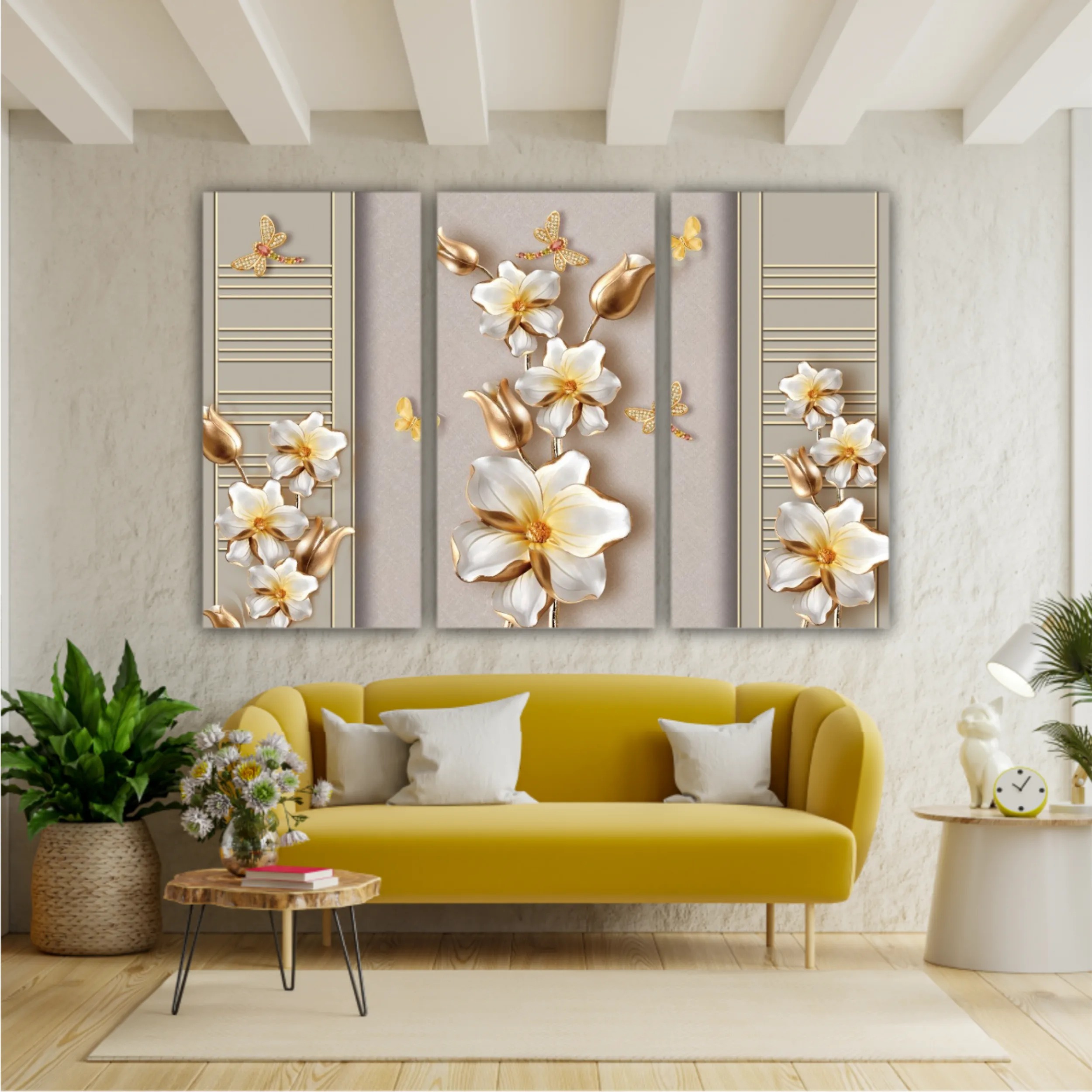 3d illustration of flowers and butterflies