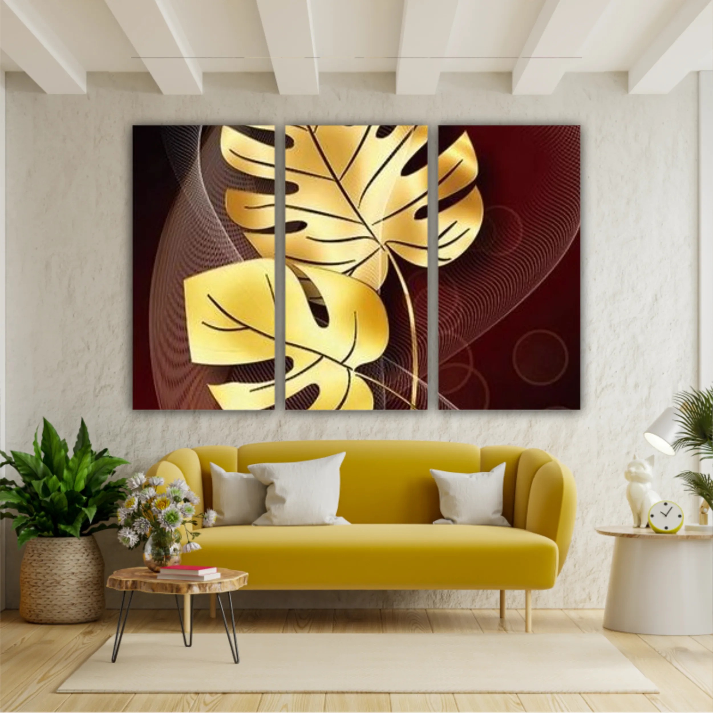 3d illustration of luxurious golden leaf