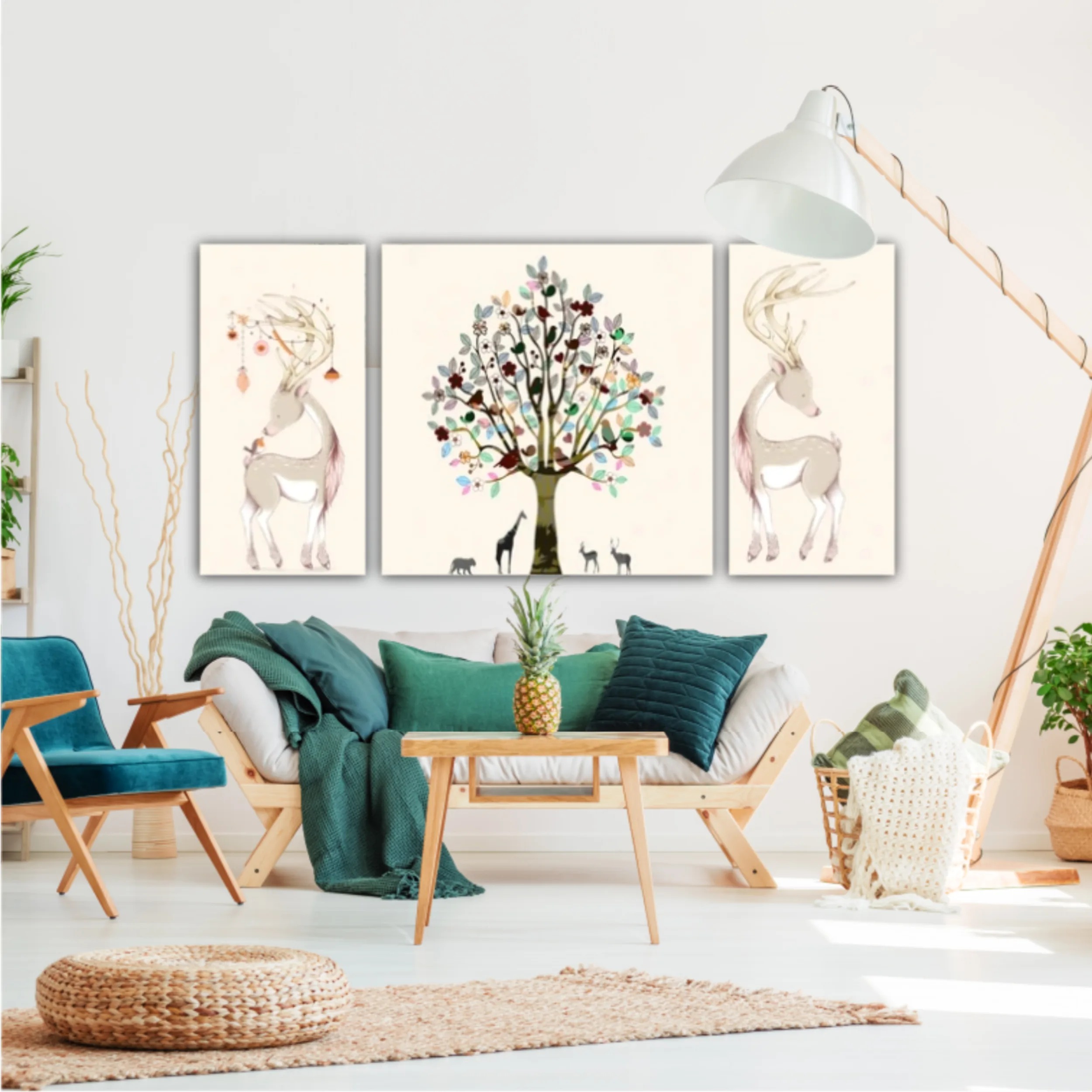 3d illustration of tree and deer