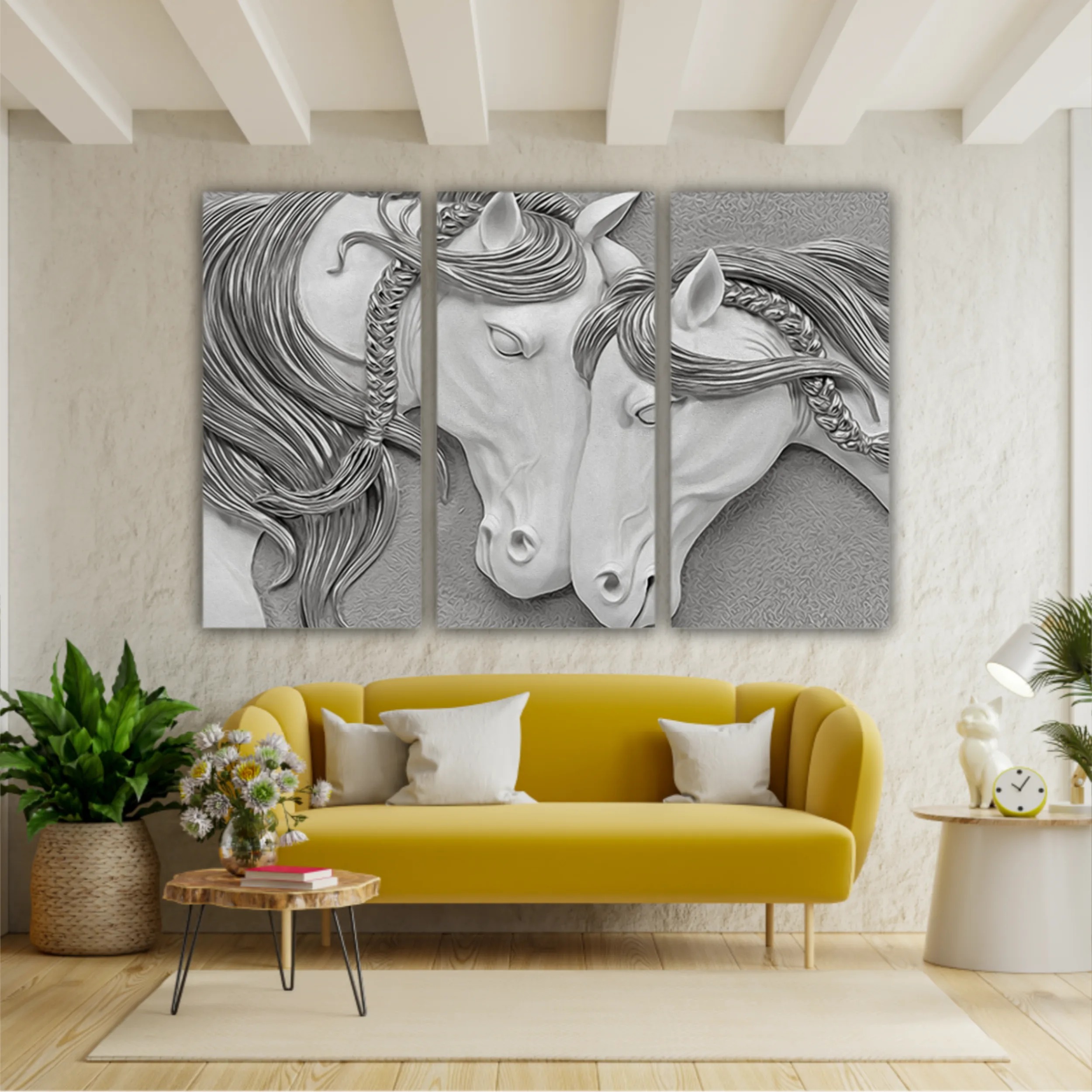 3d illustration of two horses