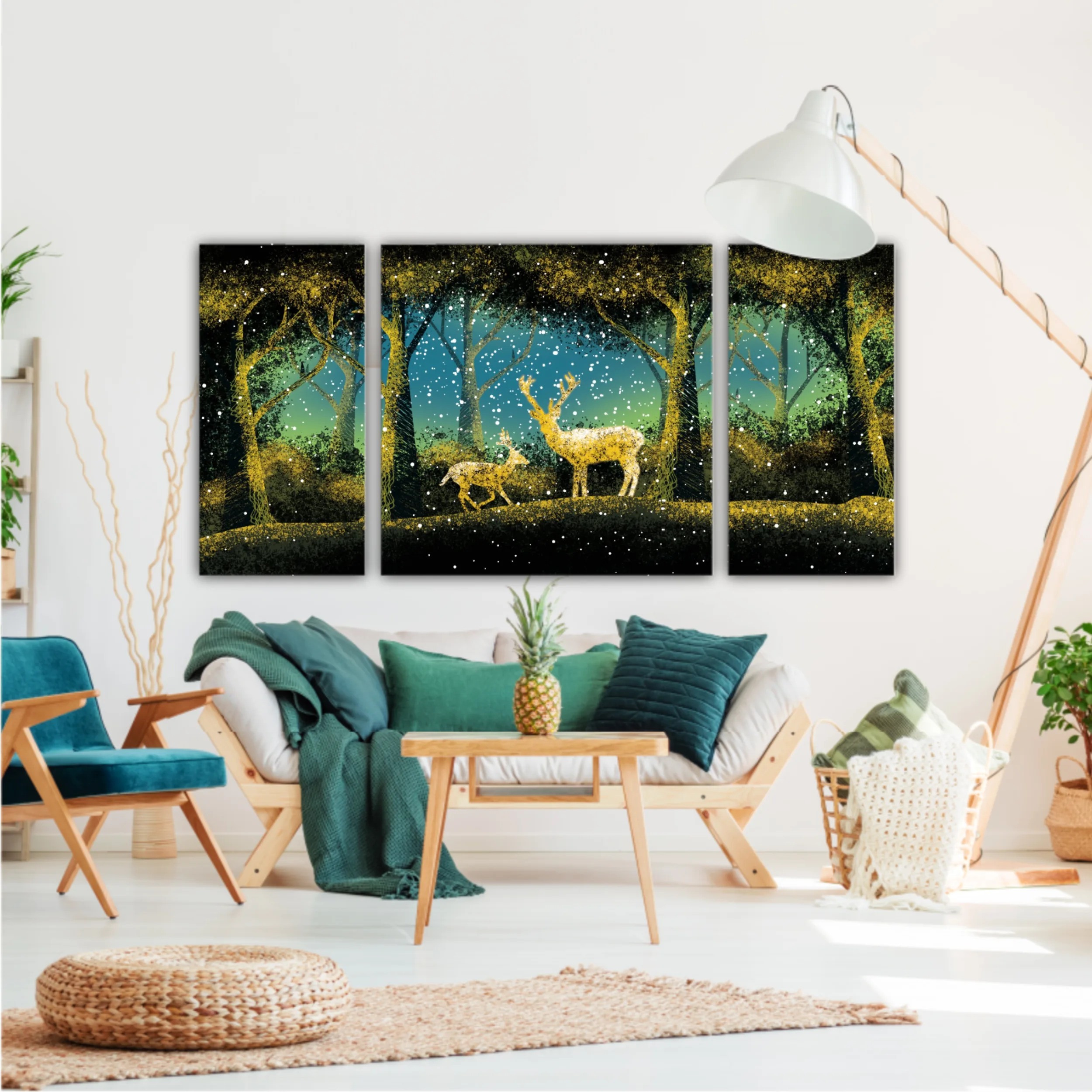 3d illustration of trees and deer