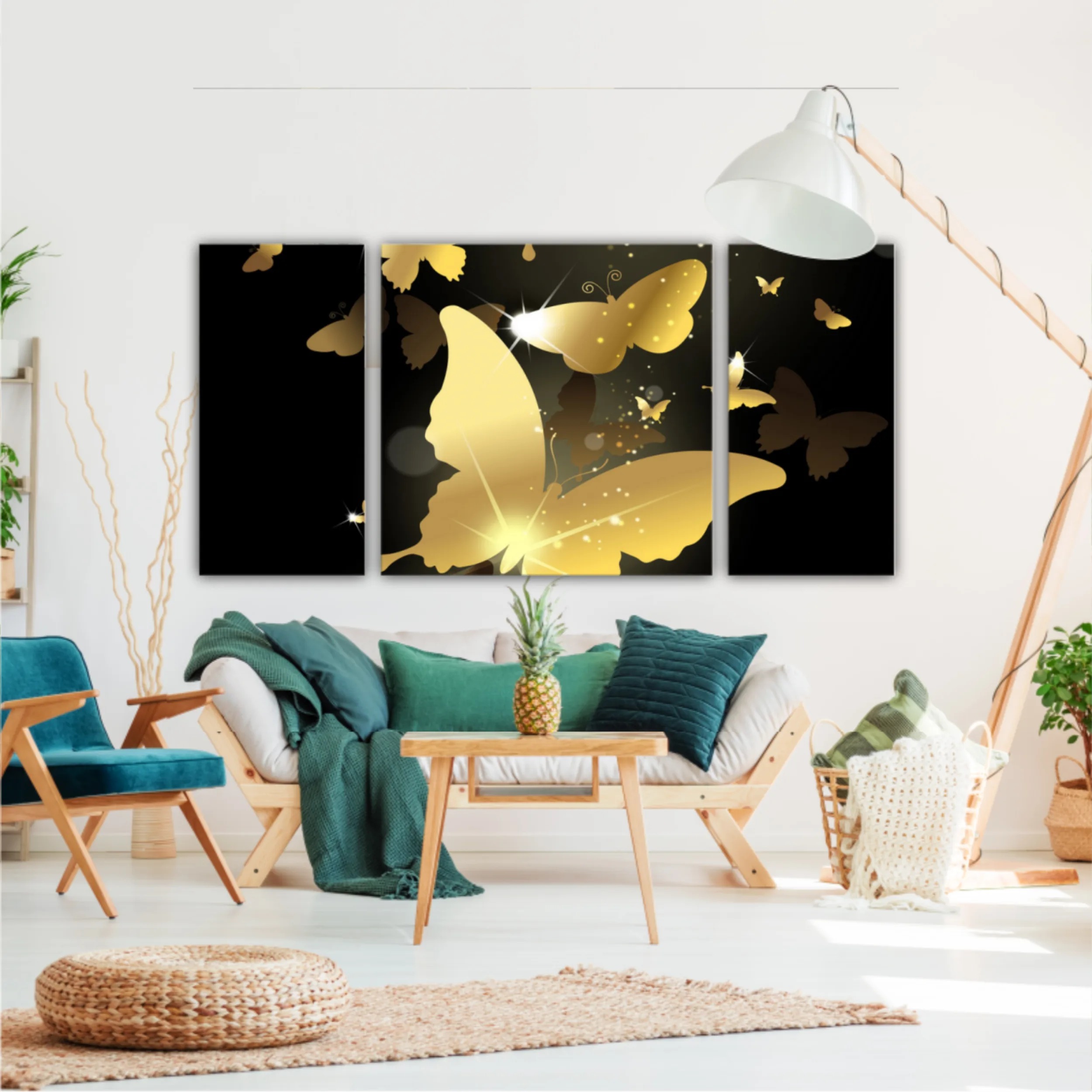 3d illustration of butterfly group on modern background