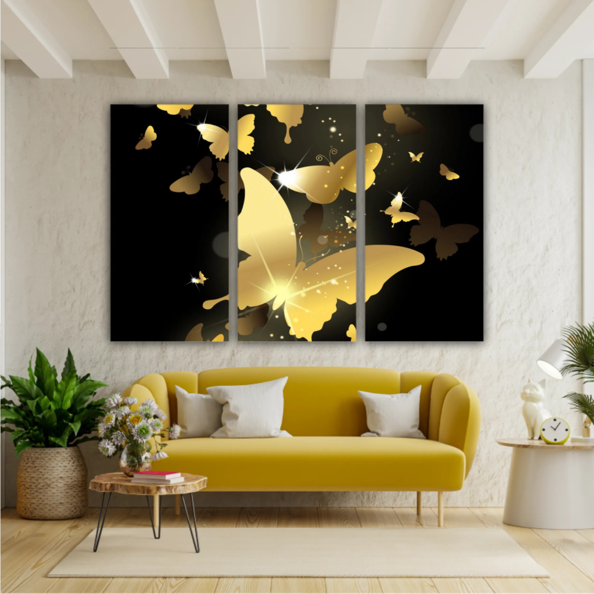 3d illustration of butterfly group on modern background