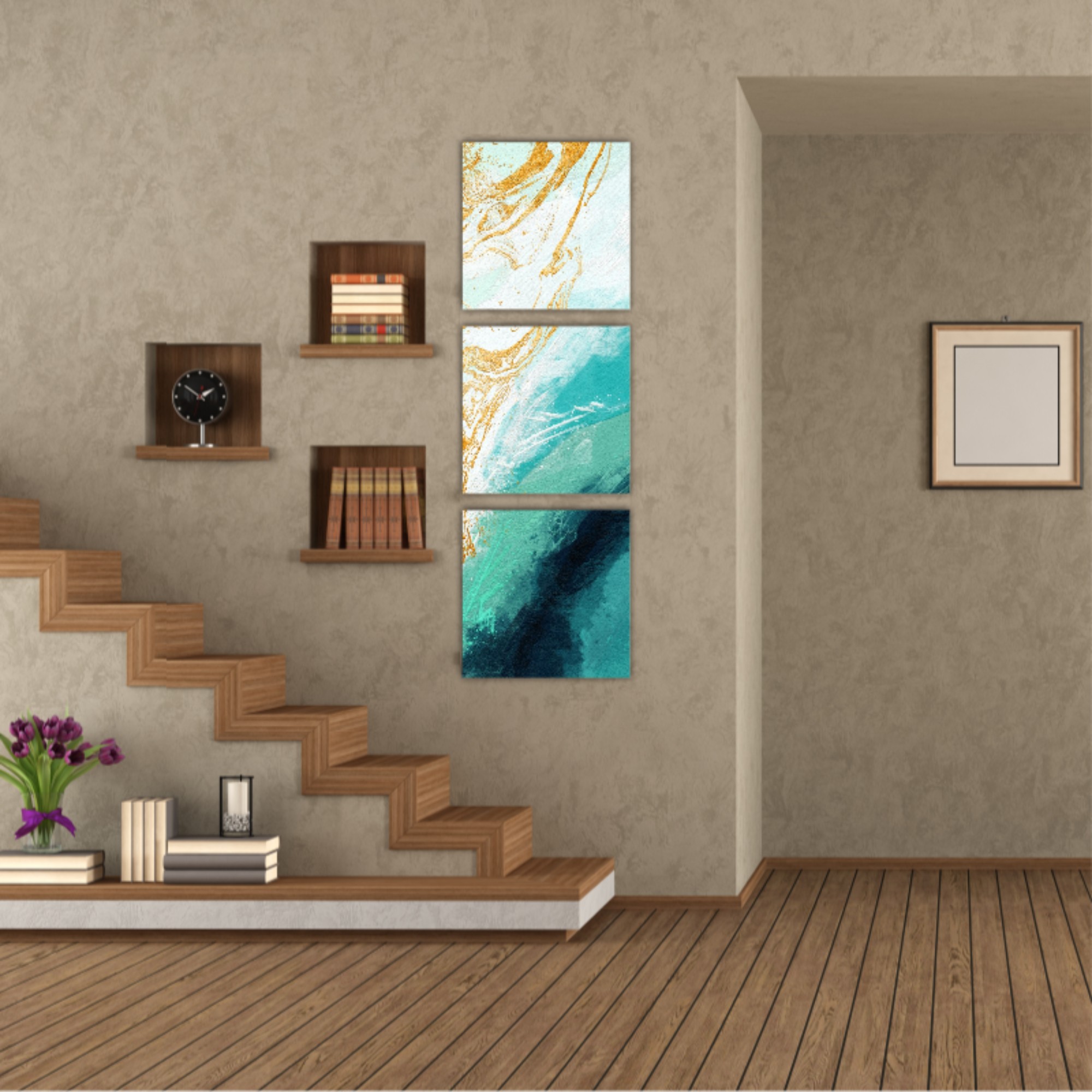 3d illustration of sand and water seashore scene