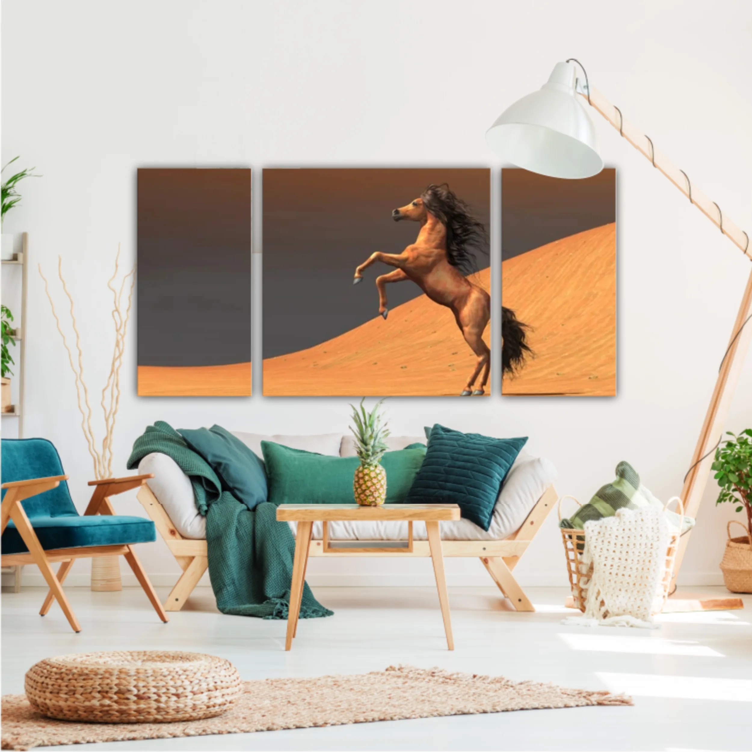 3d illustration of horses and beach design