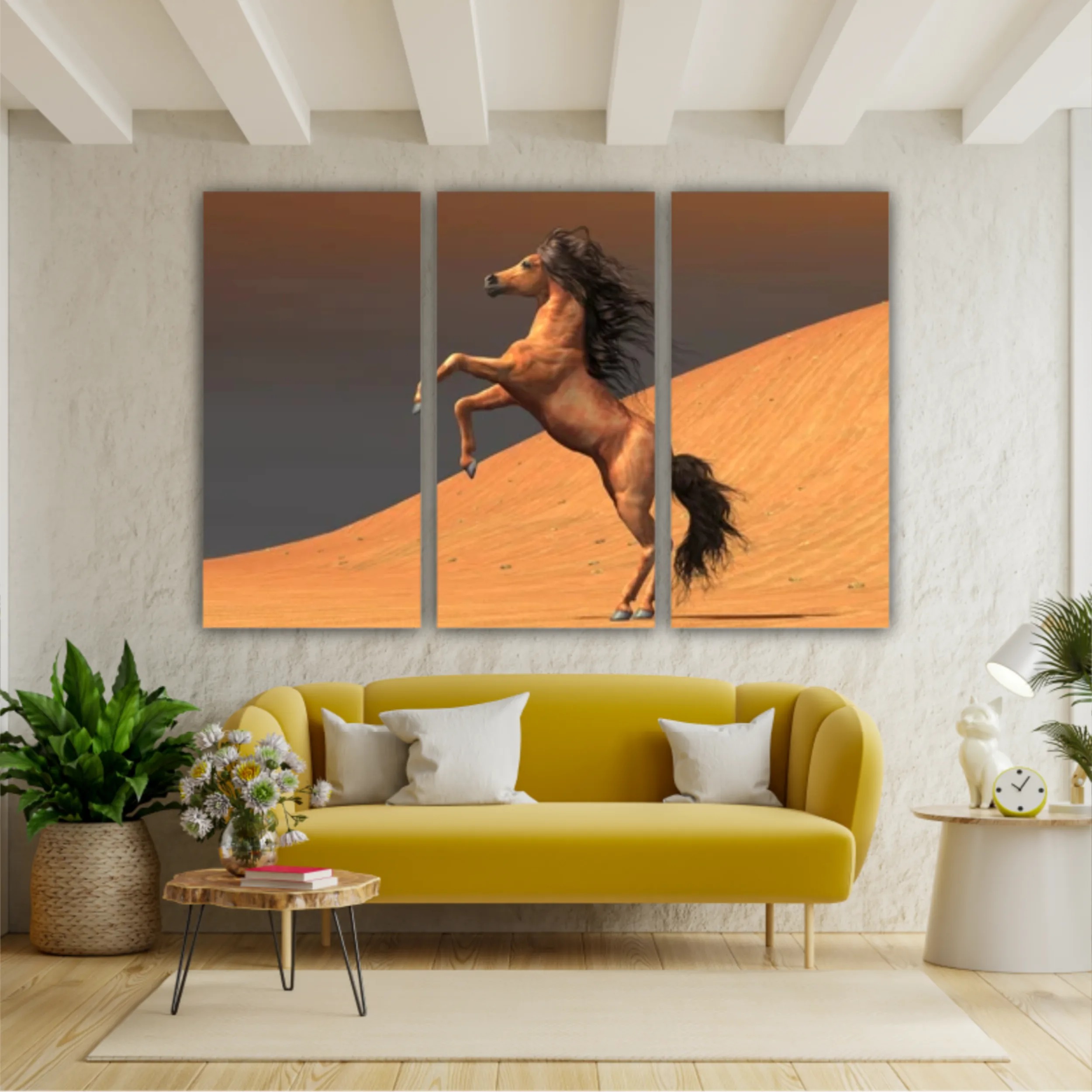 3d illustration of horses and beach design