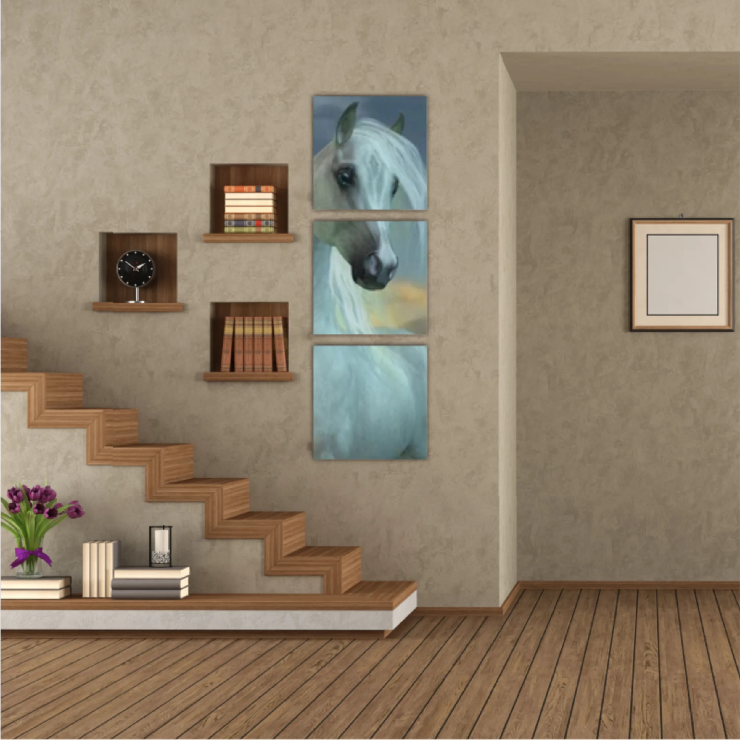 3d illustration of horse and beach design