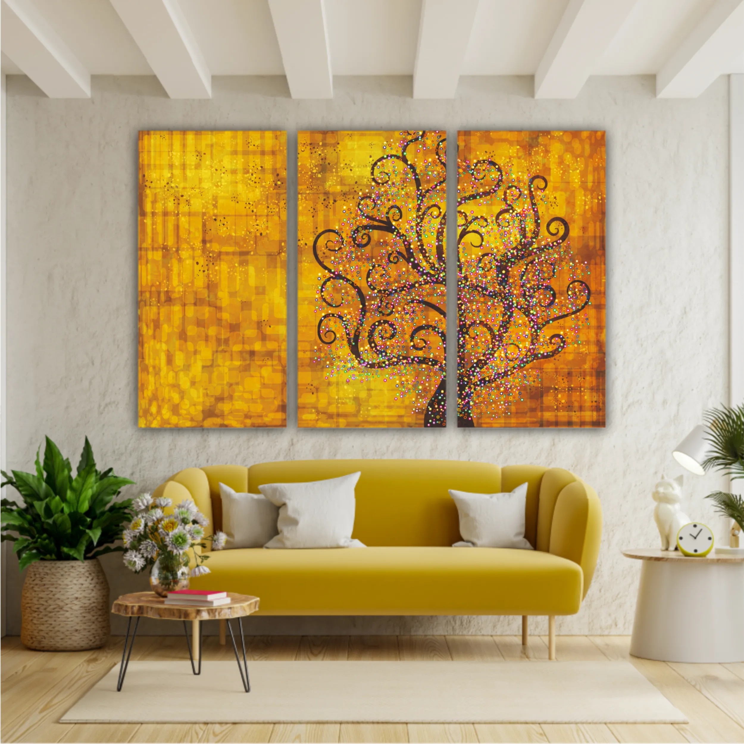 Abstract tree on a gold background in style of Gustav Klimt painting