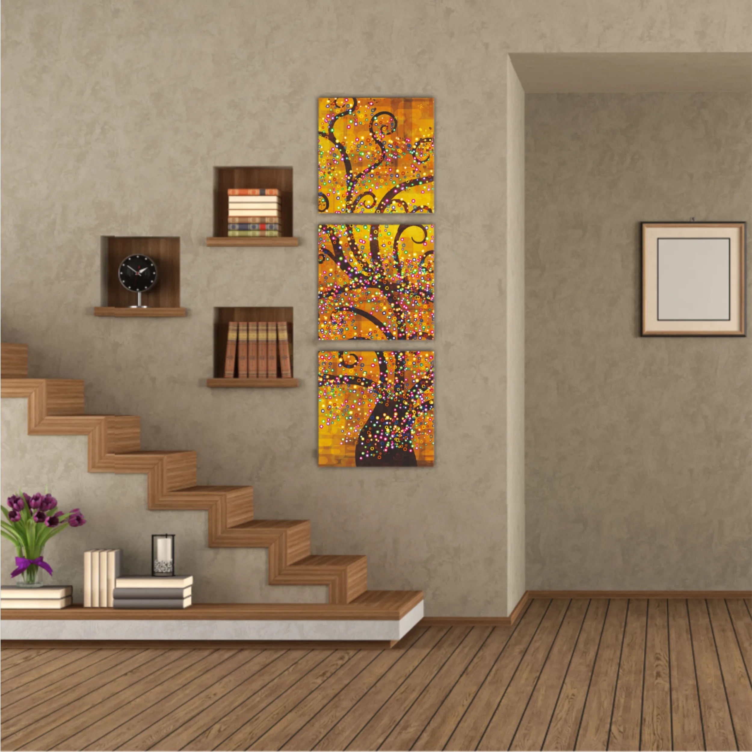 Abstract tree on a gold background in style of Gustav Klimt painting