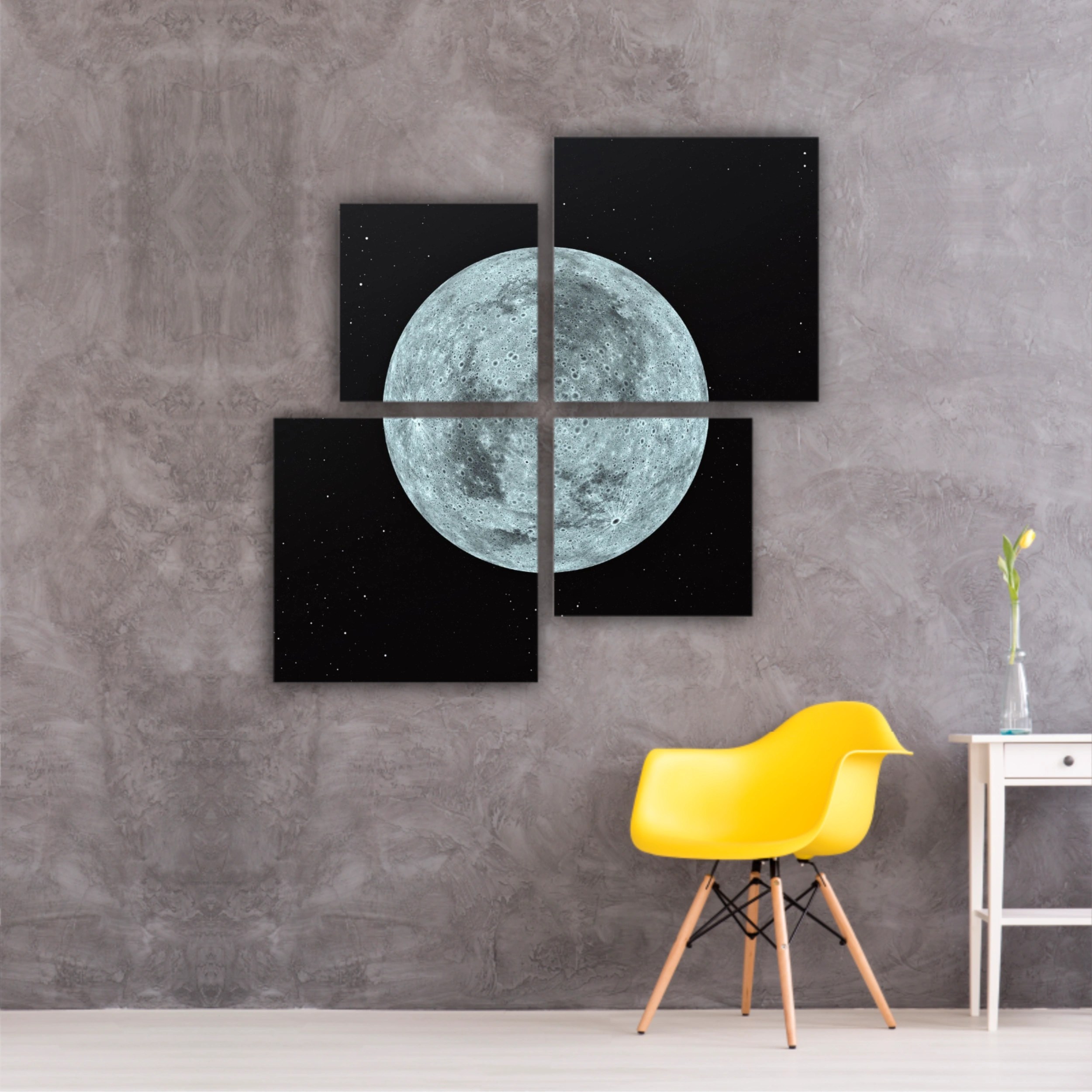 3D rendering of the moon with star sky background