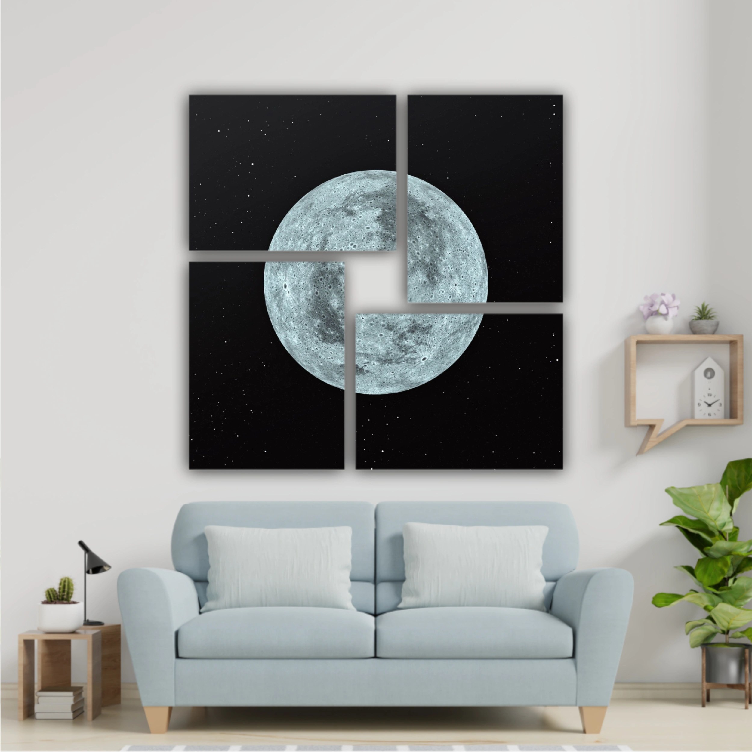 3D rendering of the moon with star sky background