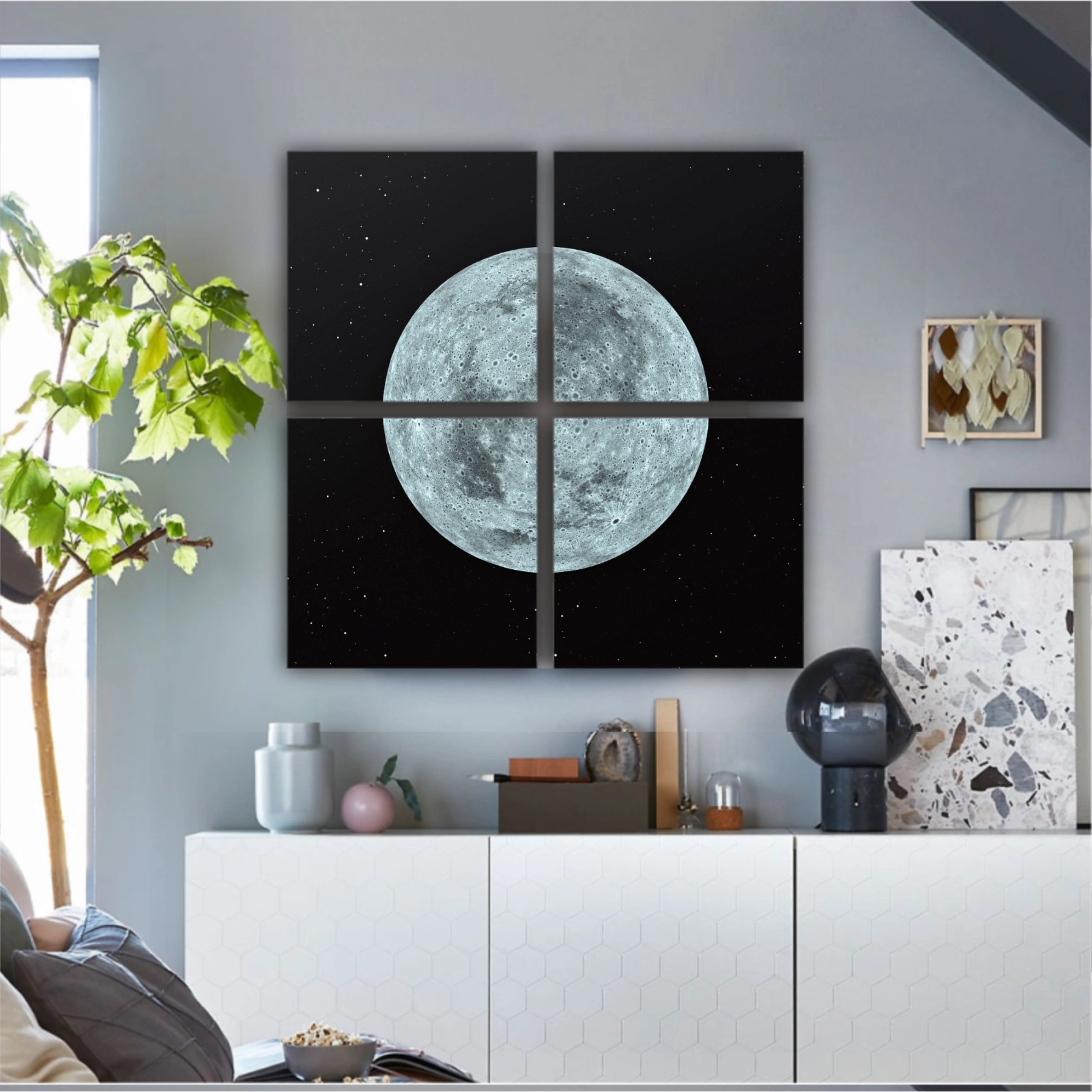 3D rendering of the moon with star sky background