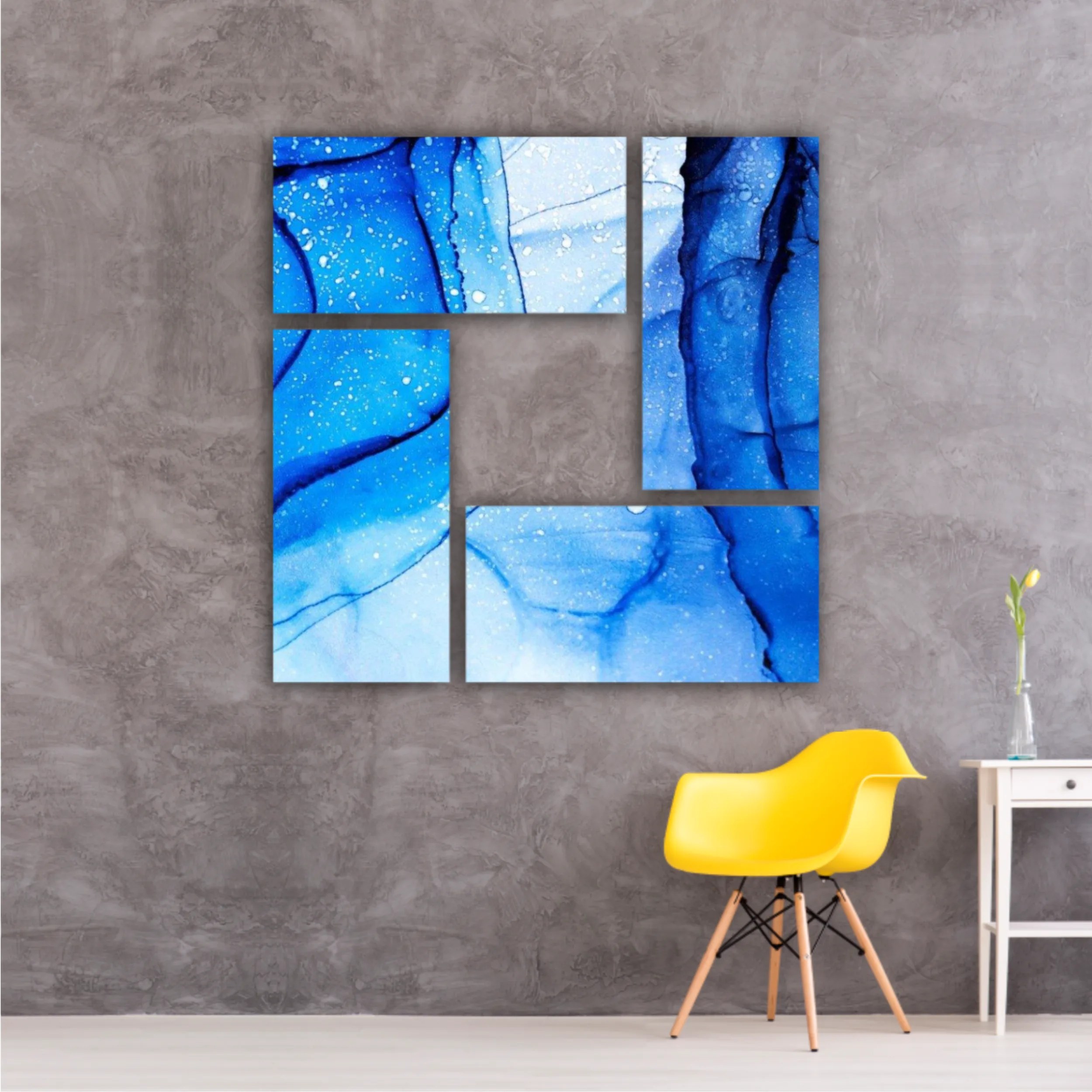 Blue and white alcohol ink abstract