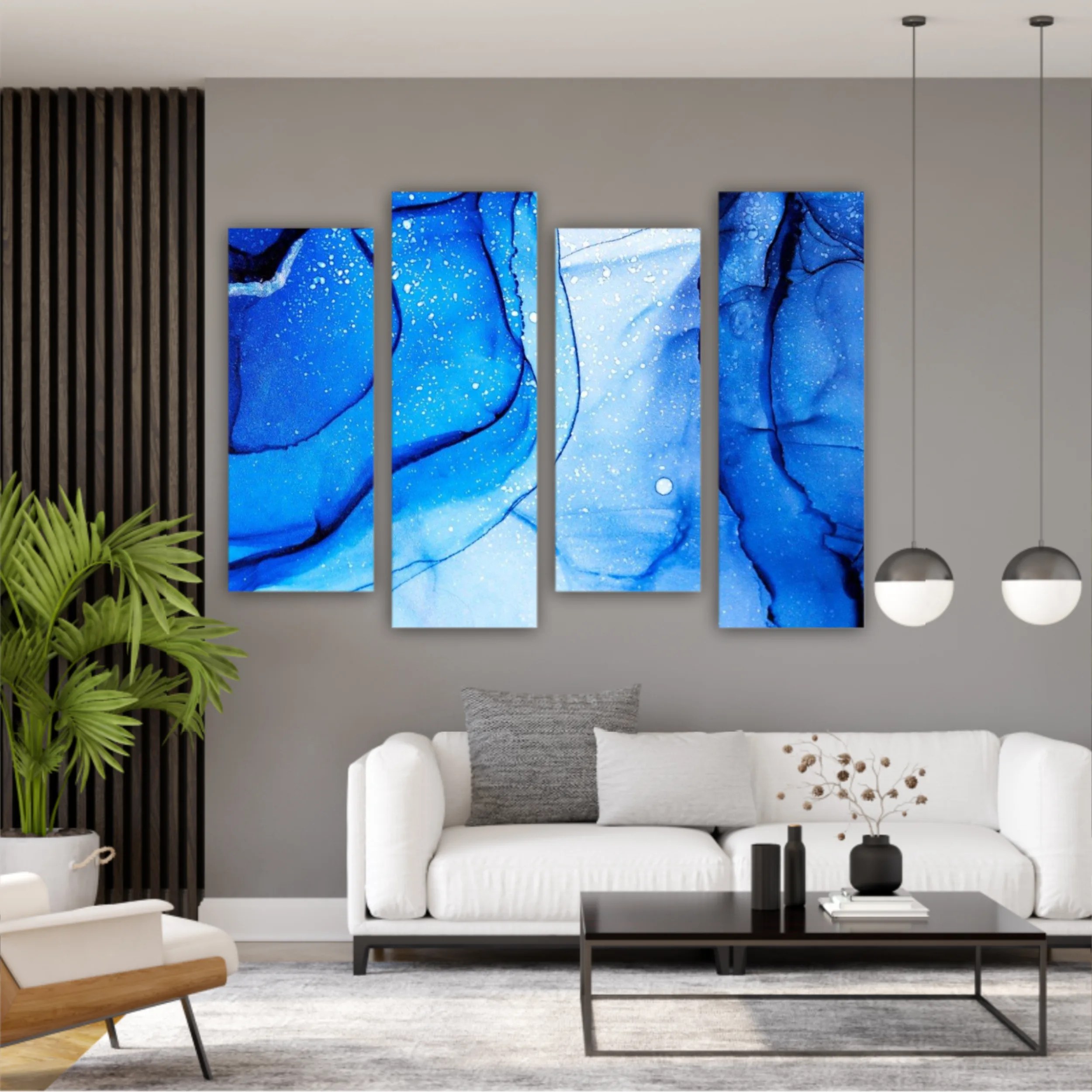 Blue and white alcohol ink abstract