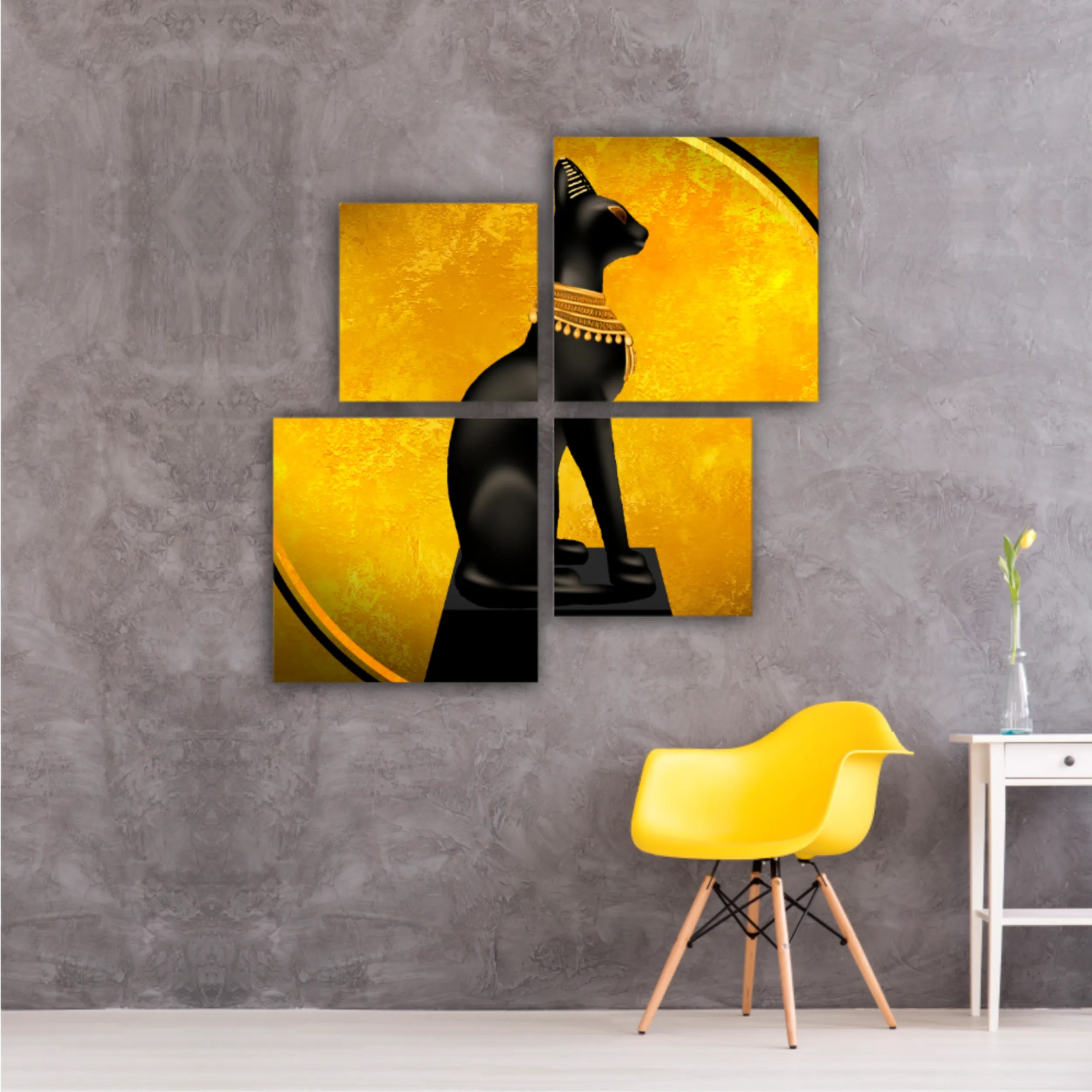 Egyptian asbstract background, goddess of Egypt Bastet, abstract golden background