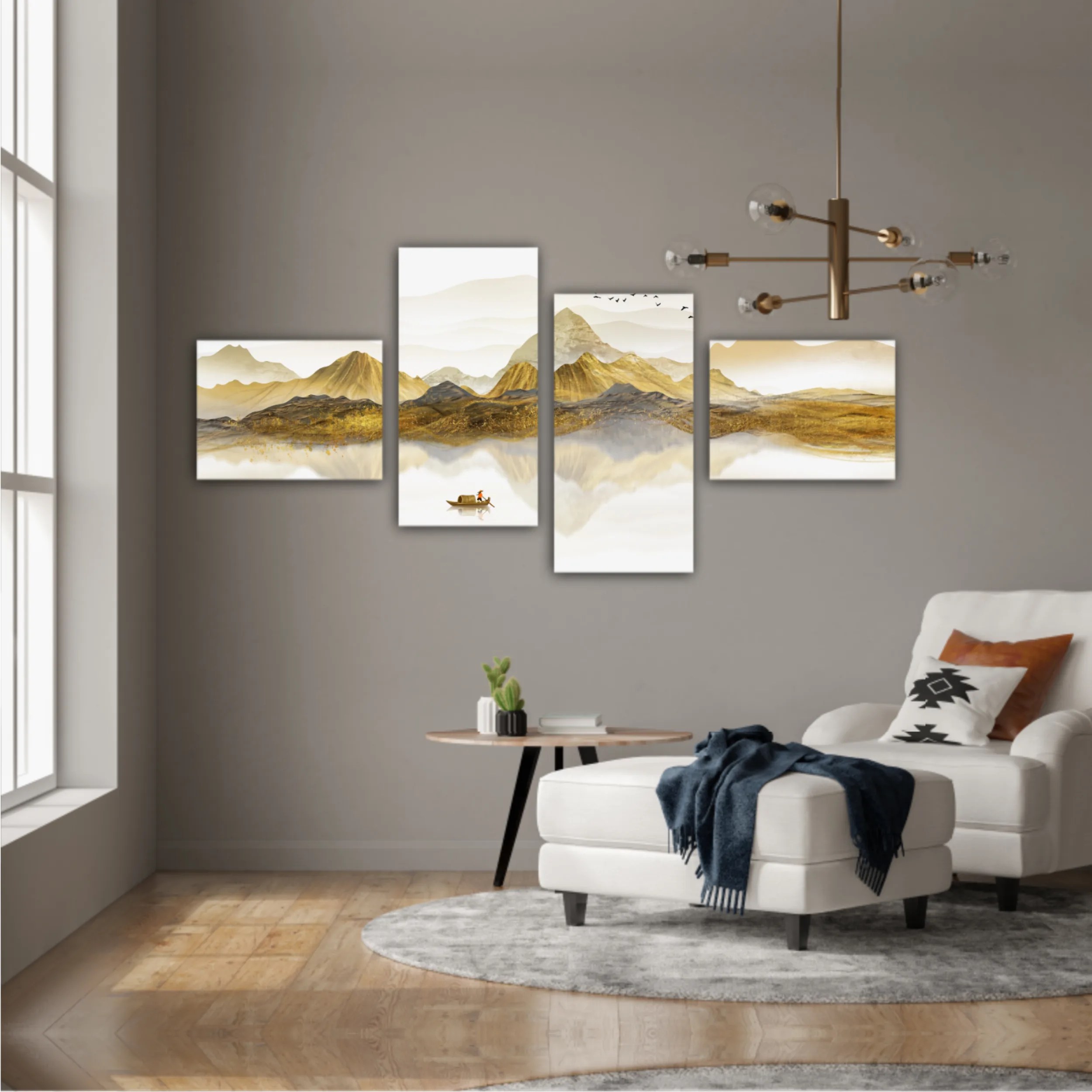 New Chinese abstract golden landscape painting