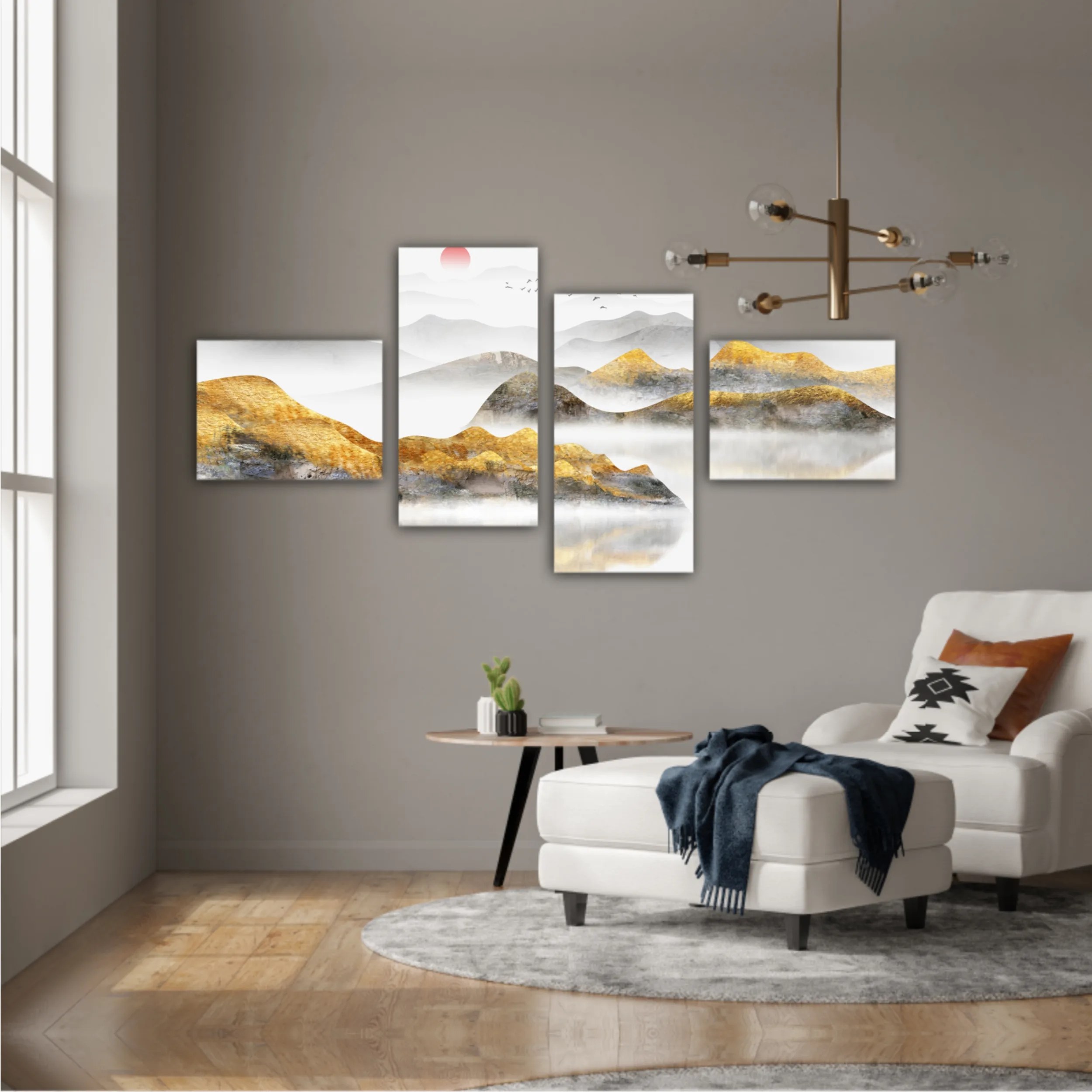 New Chinese abstract golden landscape painting