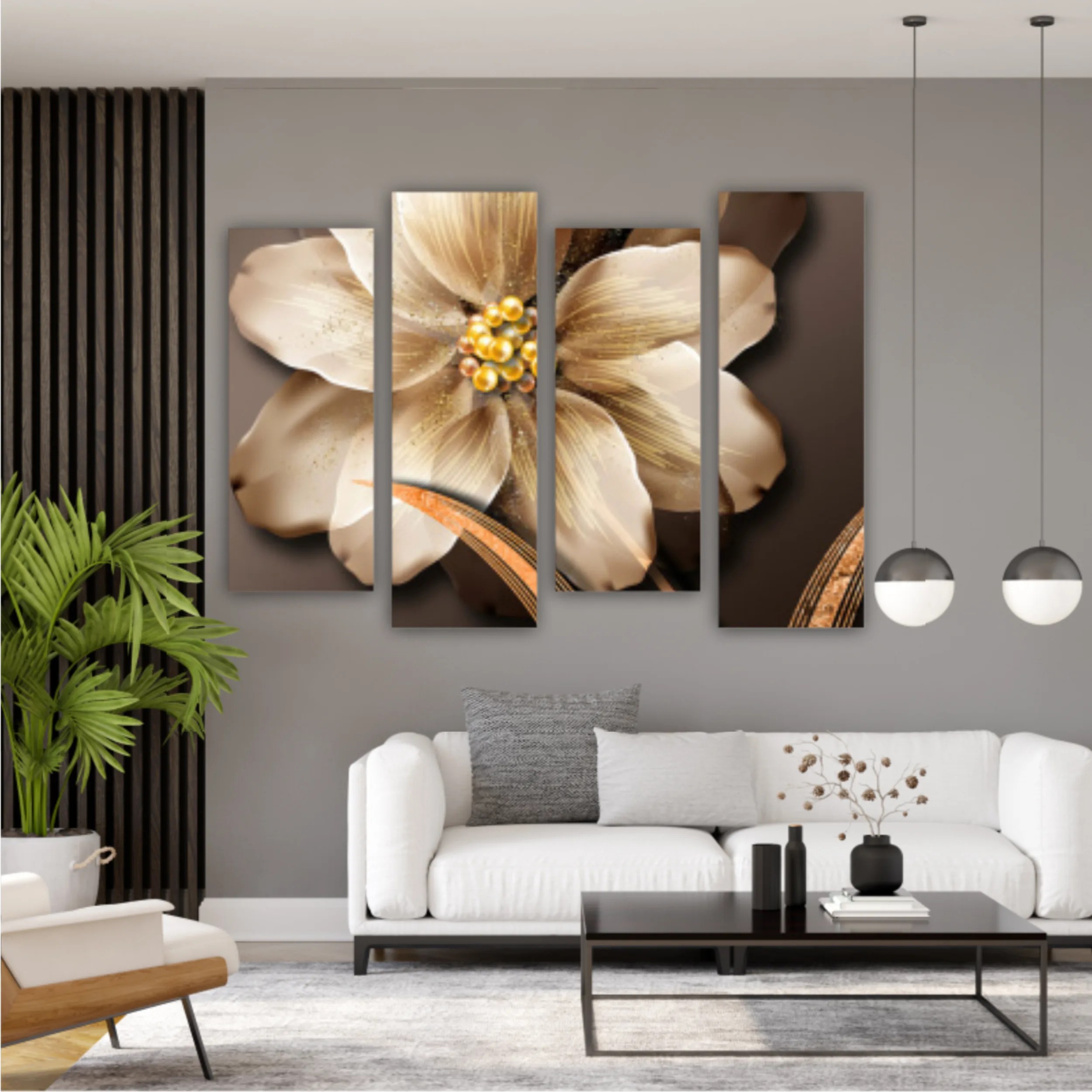 3d illustration of luxurious golden flower