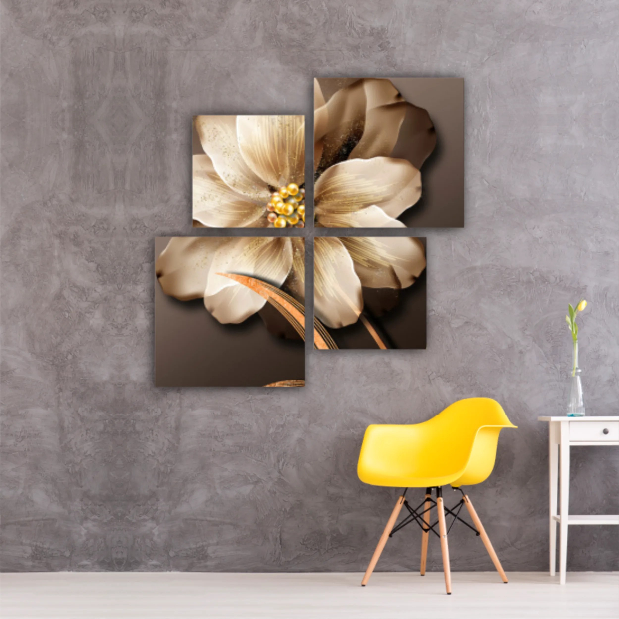 3d illustration of luxurious golden flower