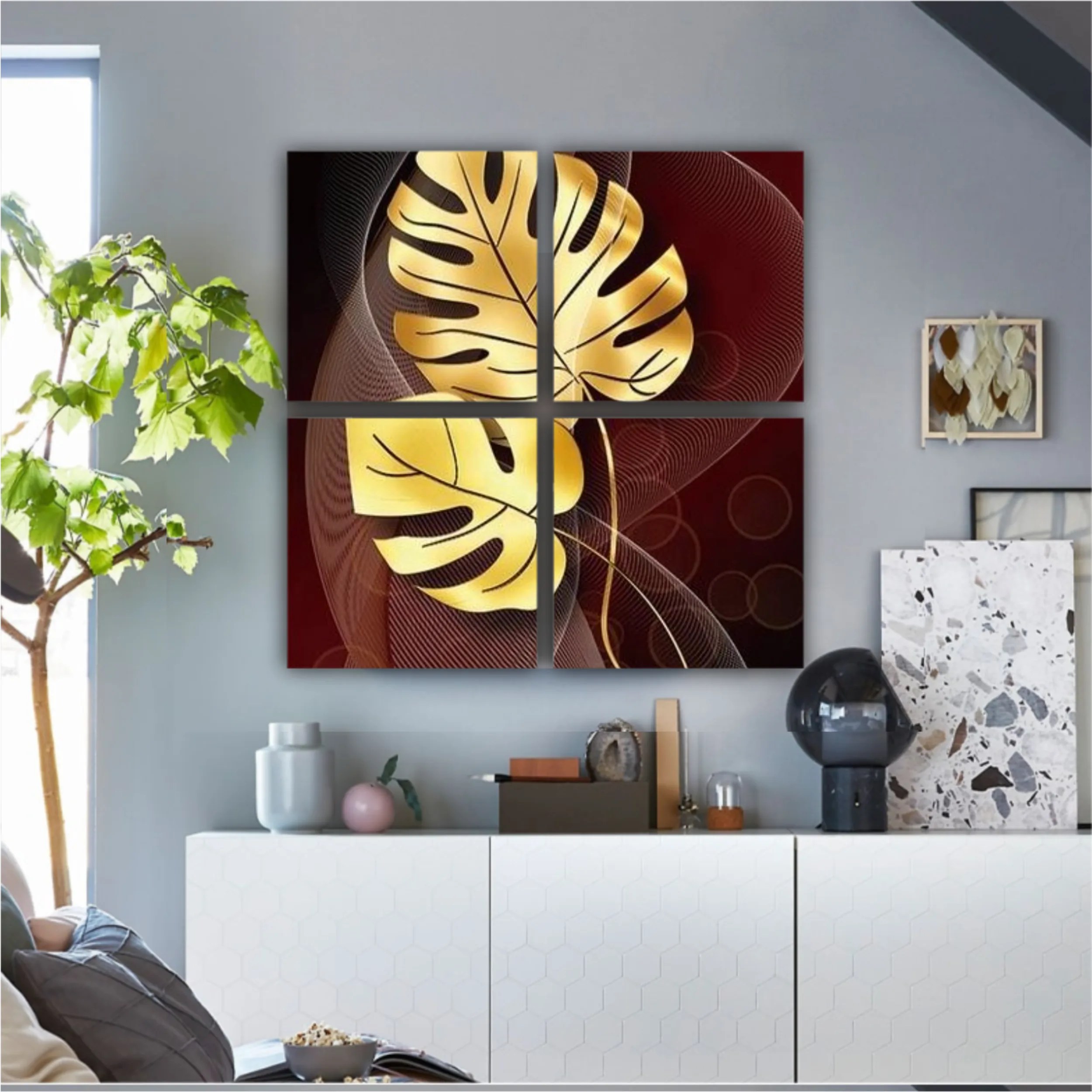 3d illustration of luxurious golden leaf