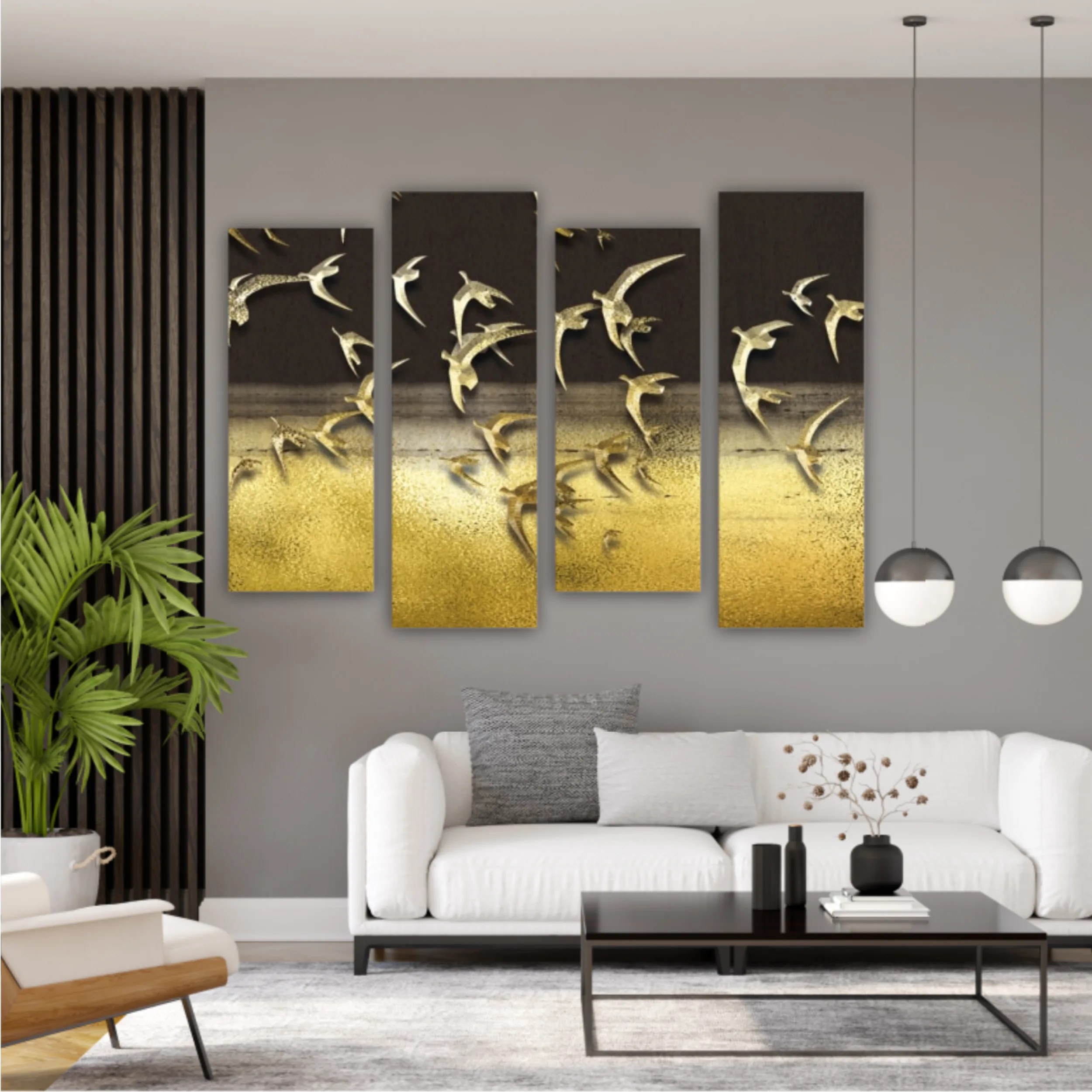 3d illustration of flock of birds flying in the sky