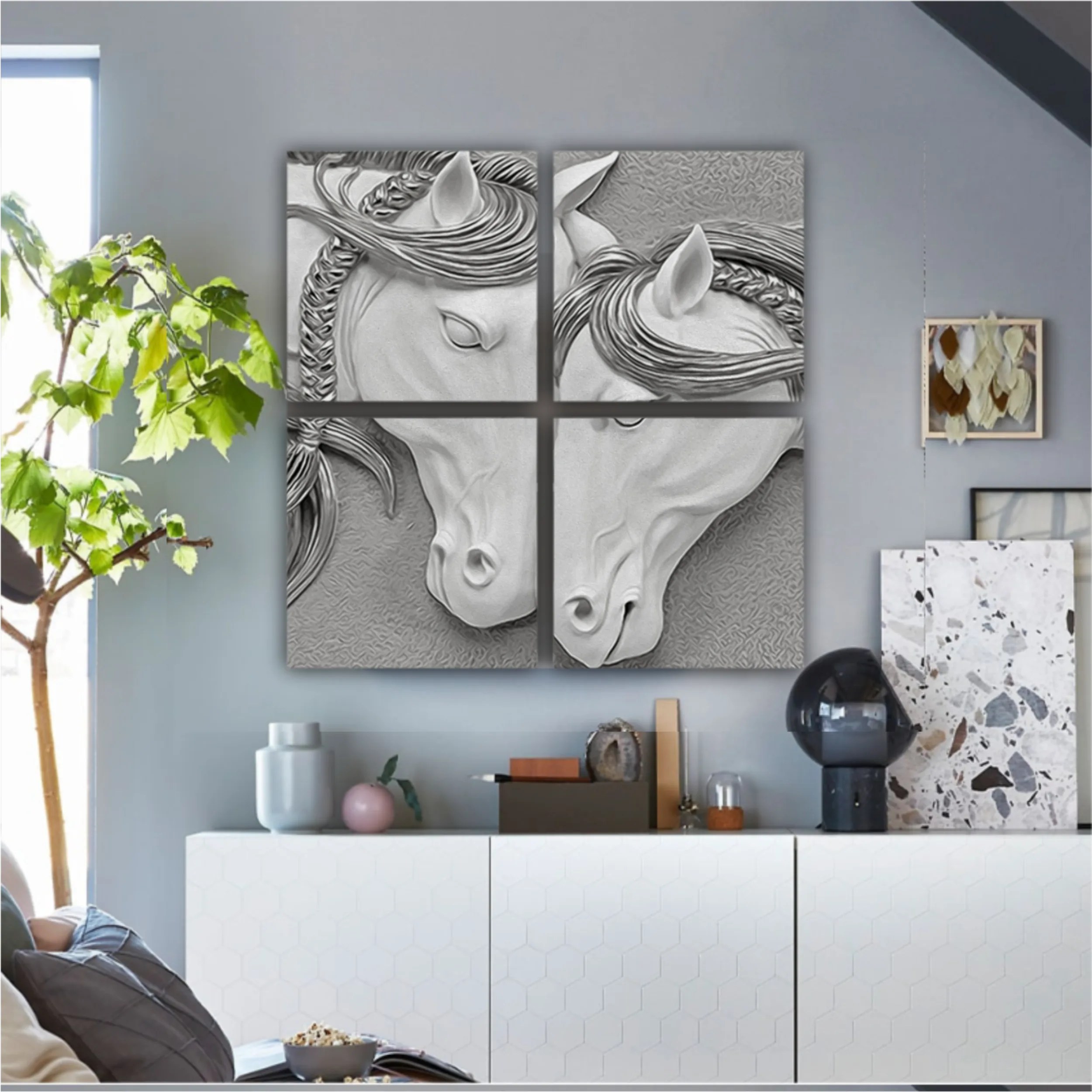 3d illustration of two horses