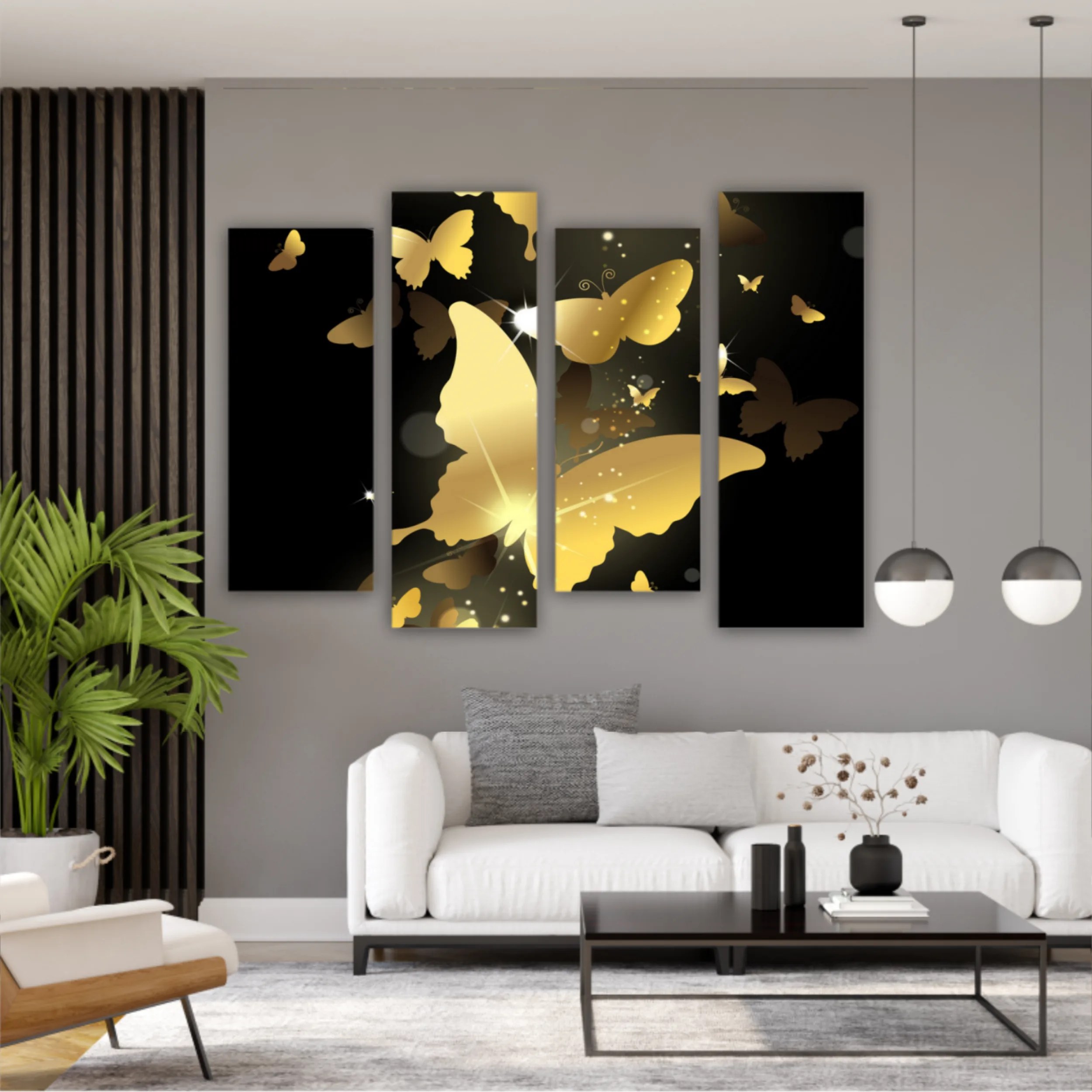 3d illustration of butterfly group on modern background