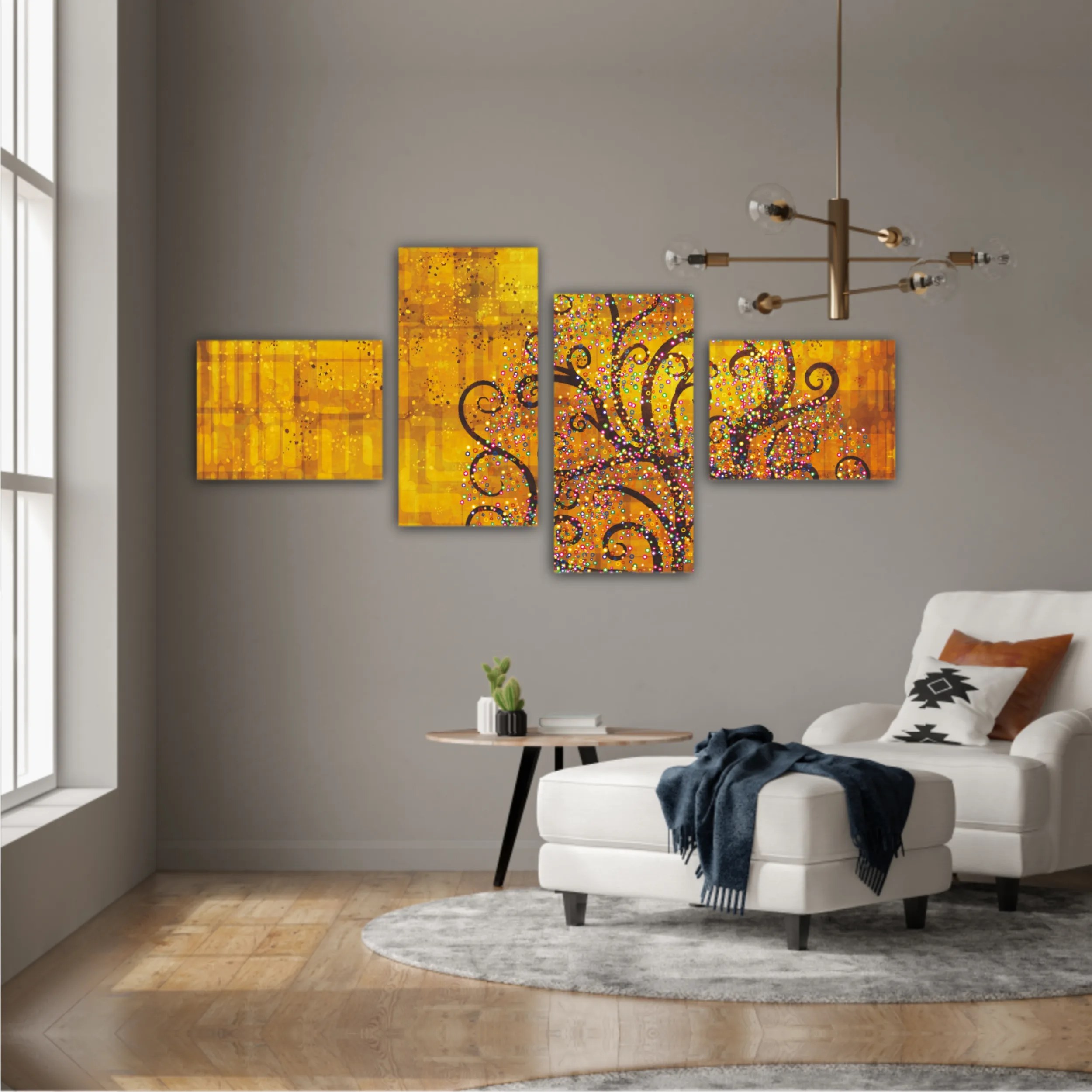 Abstract tree on a gold background in style of Gustav Klimt painting