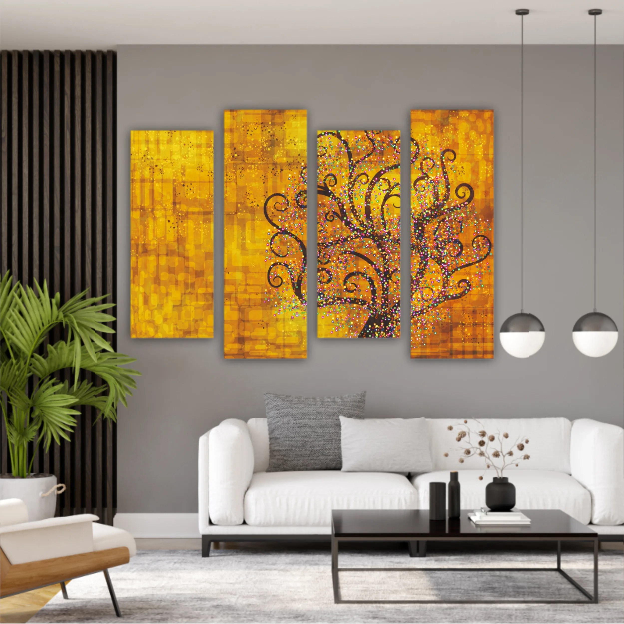 Abstract tree on a gold background in style of Gustav Klimt painting