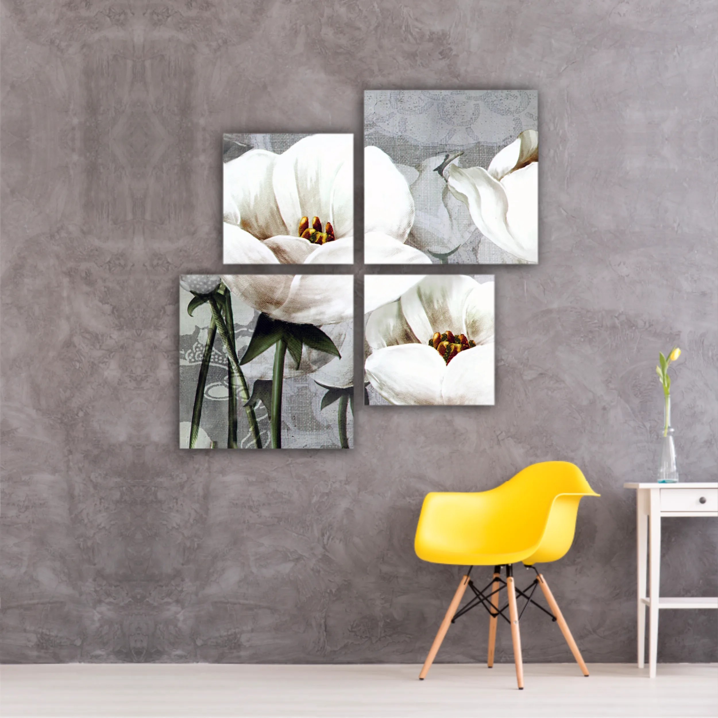 White peonies on a gray background