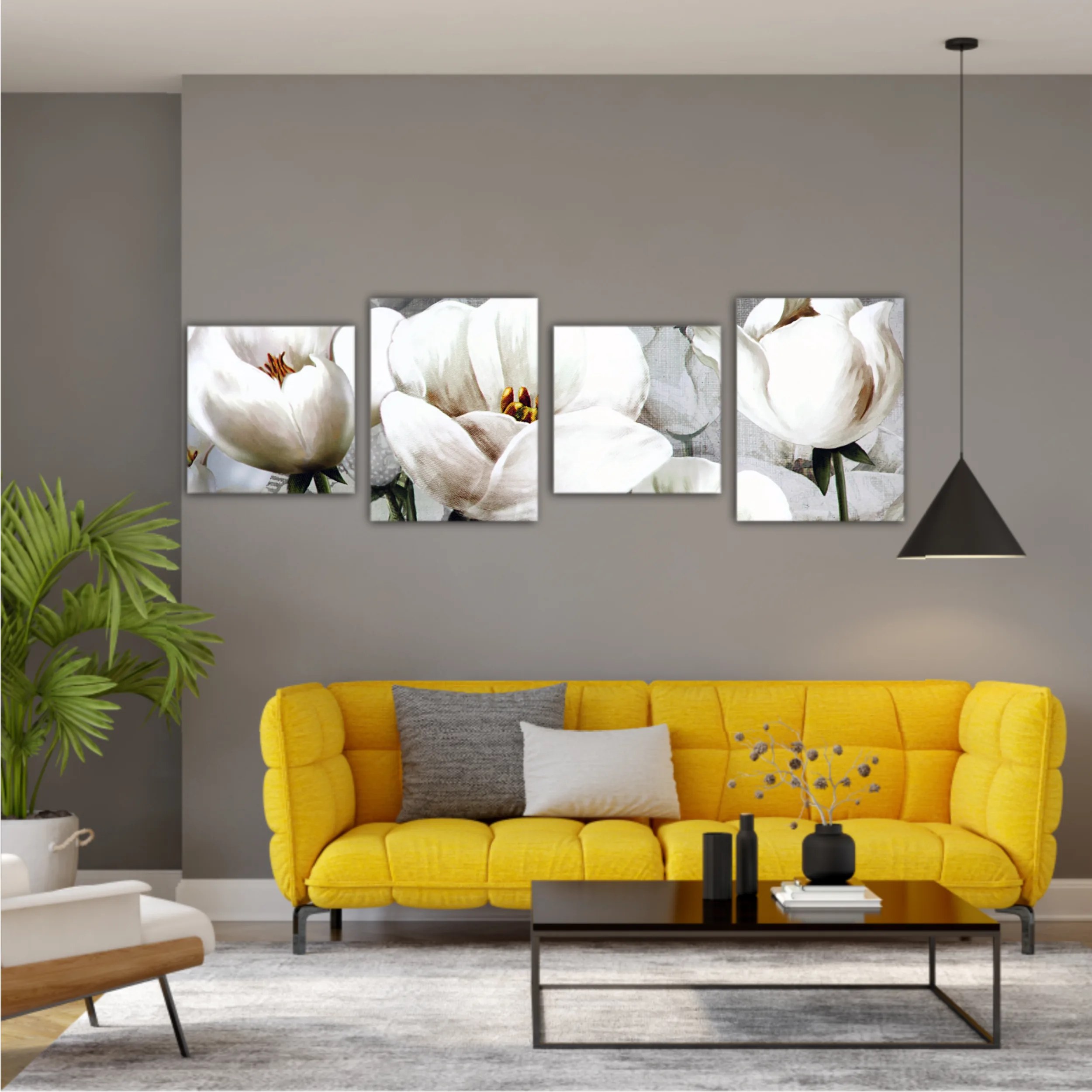 White peonies on a gray background