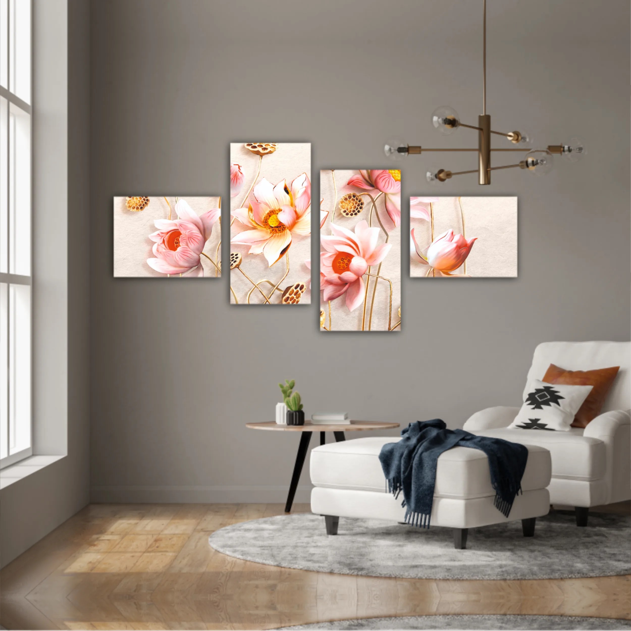 Pink flowers, 3D Illustration of flower wallpaper