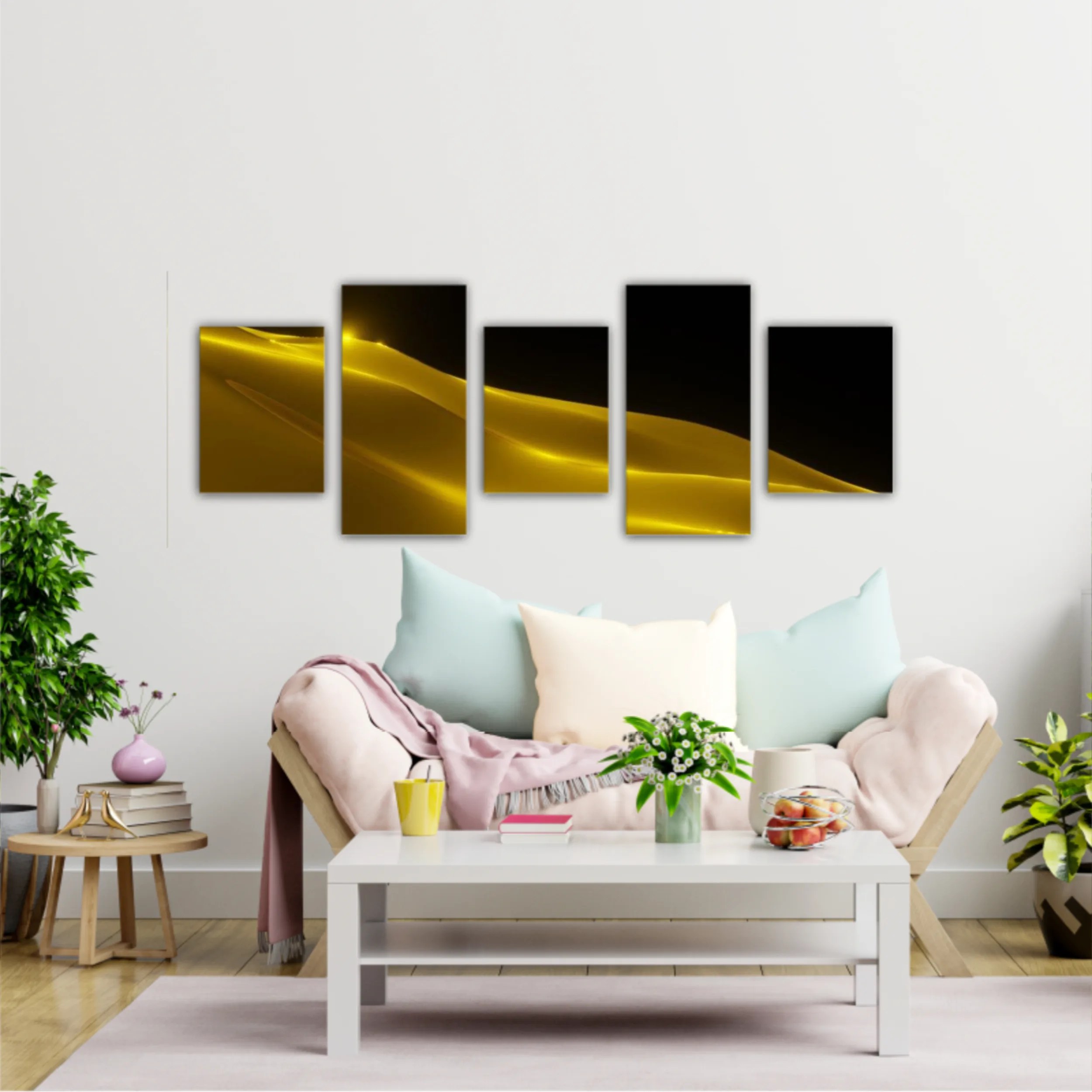 Gold liquid wave - 3D rendering