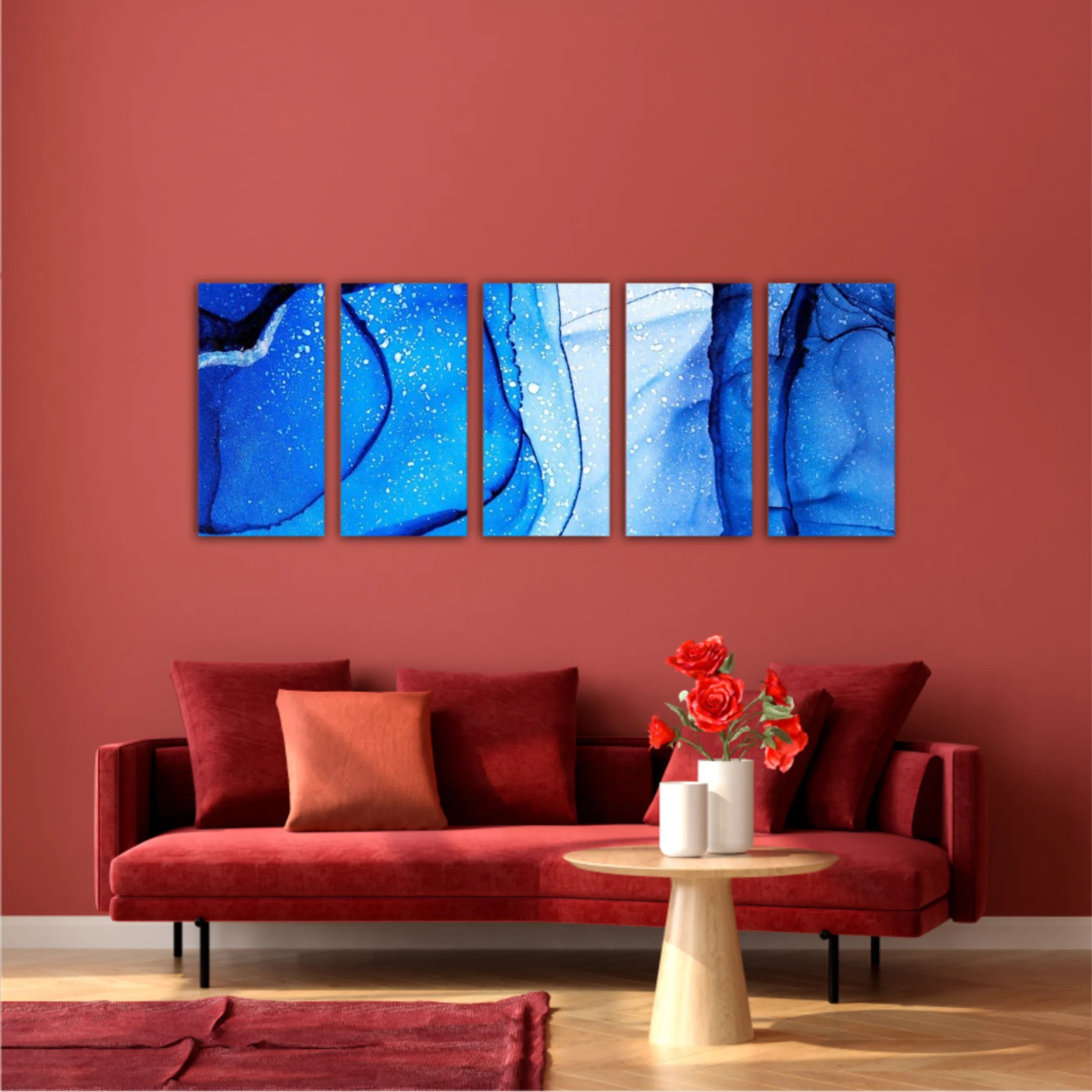 Blue and white alcohol ink abstract