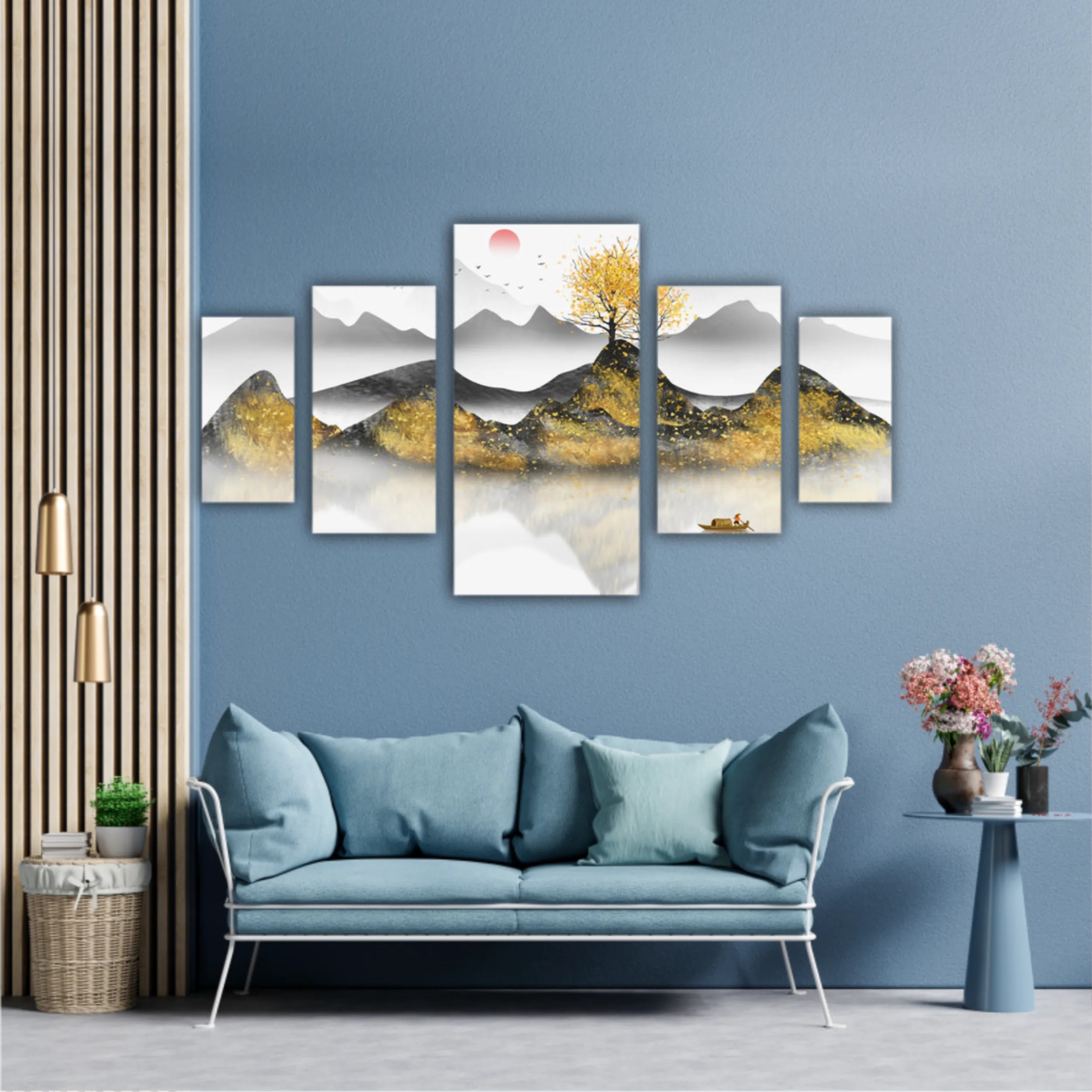 New abstract golden landscape painting