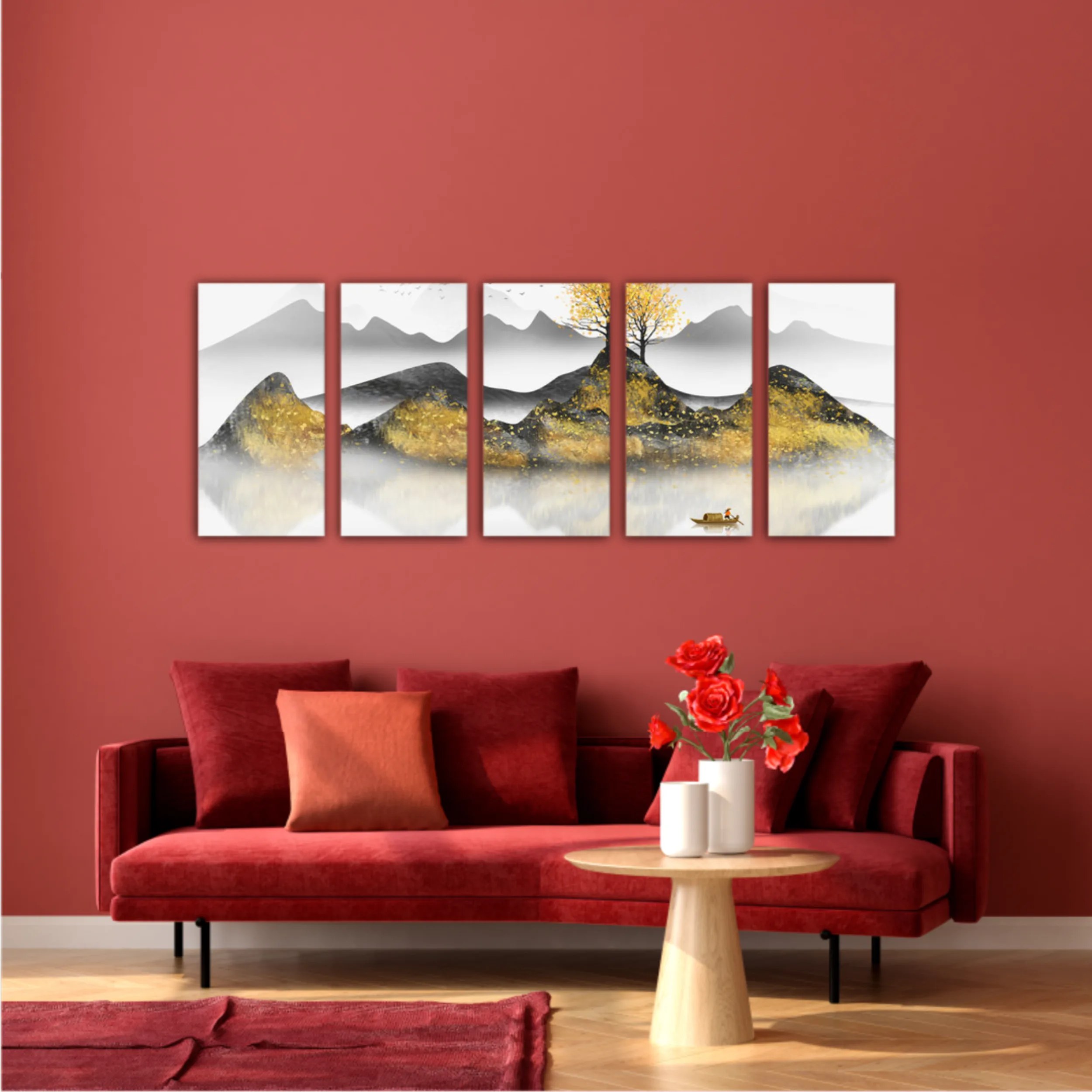 New abstract golden landscape painting