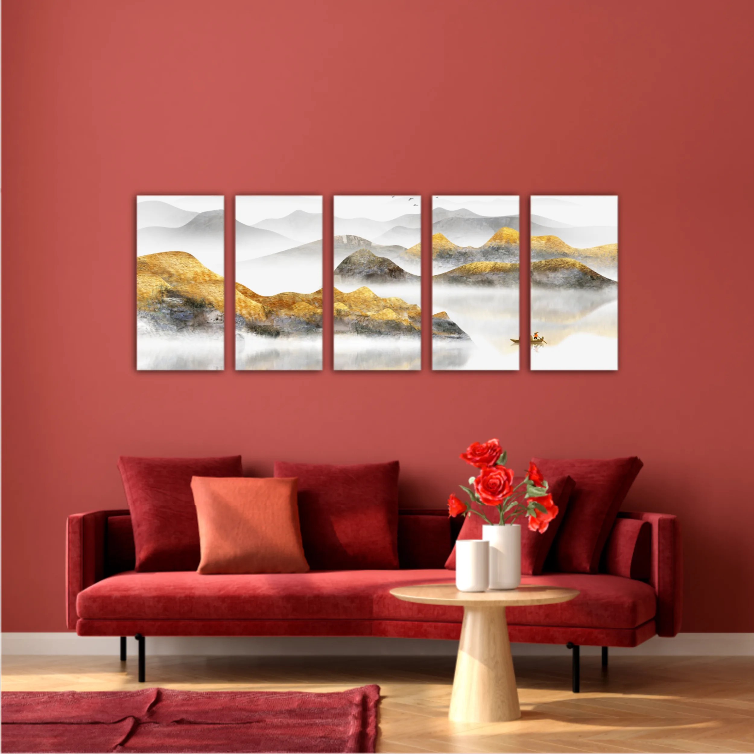 New Chinese abstract golden landscape painting