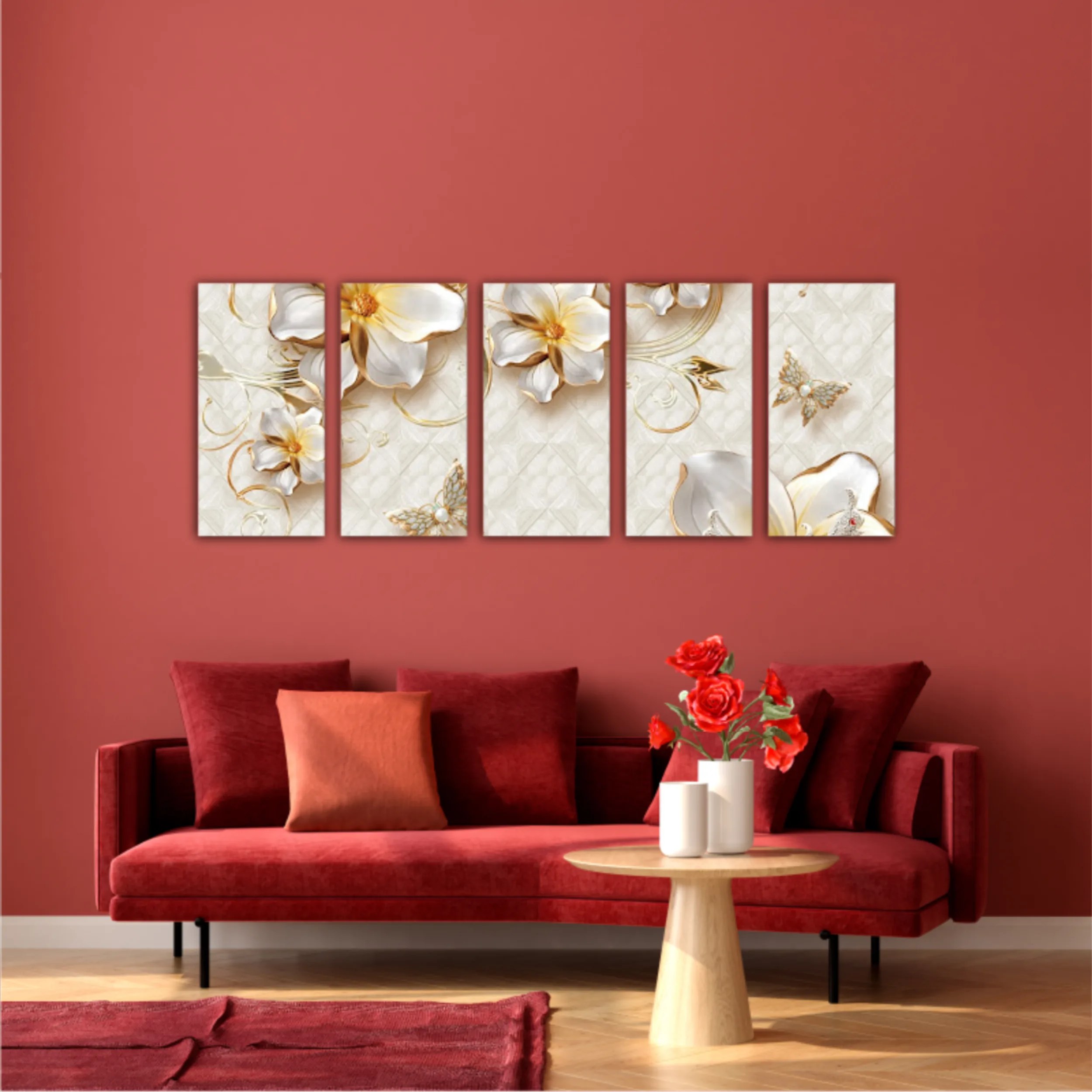 3d illustration of flowers, butterflies and swans