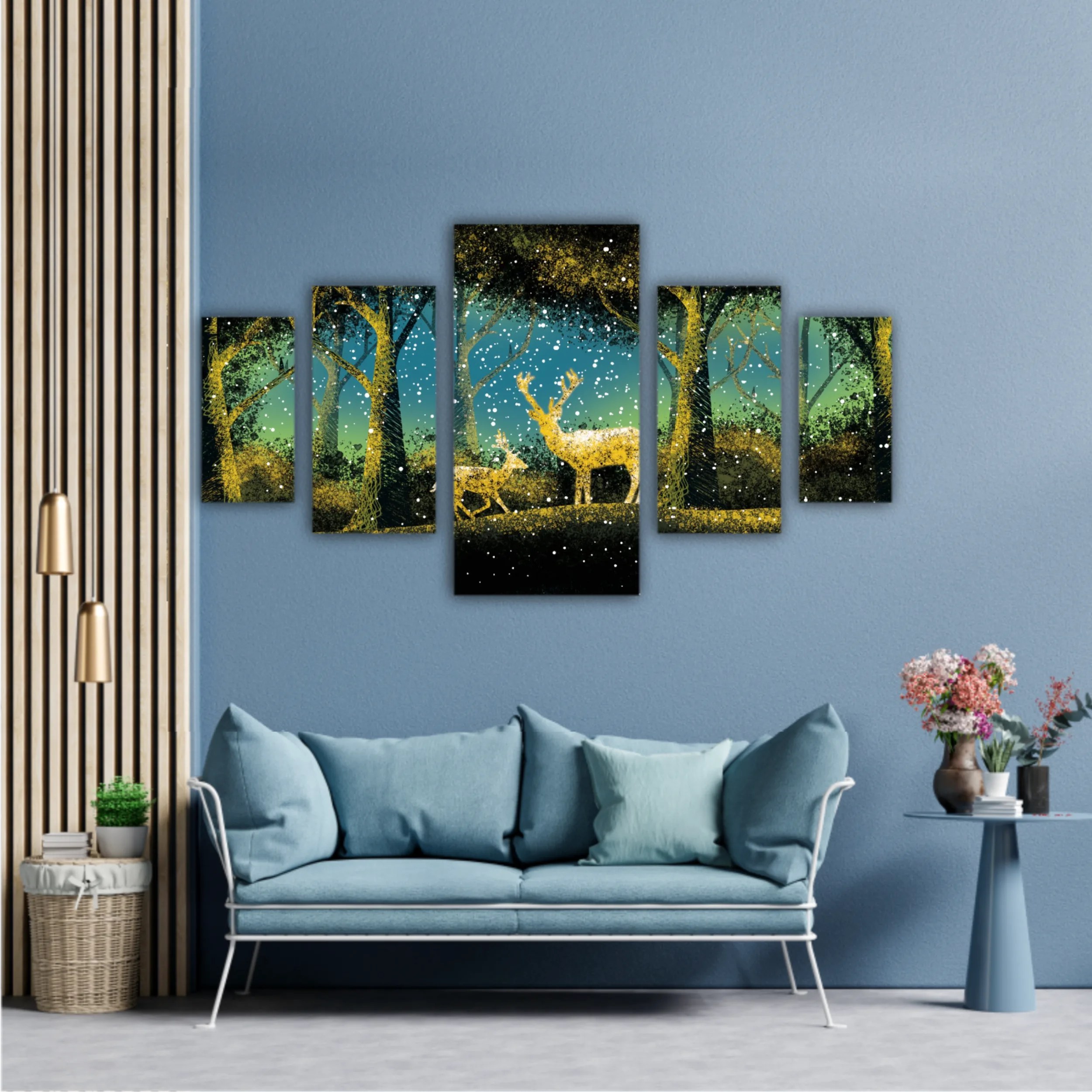 3d illustration of trees and deer