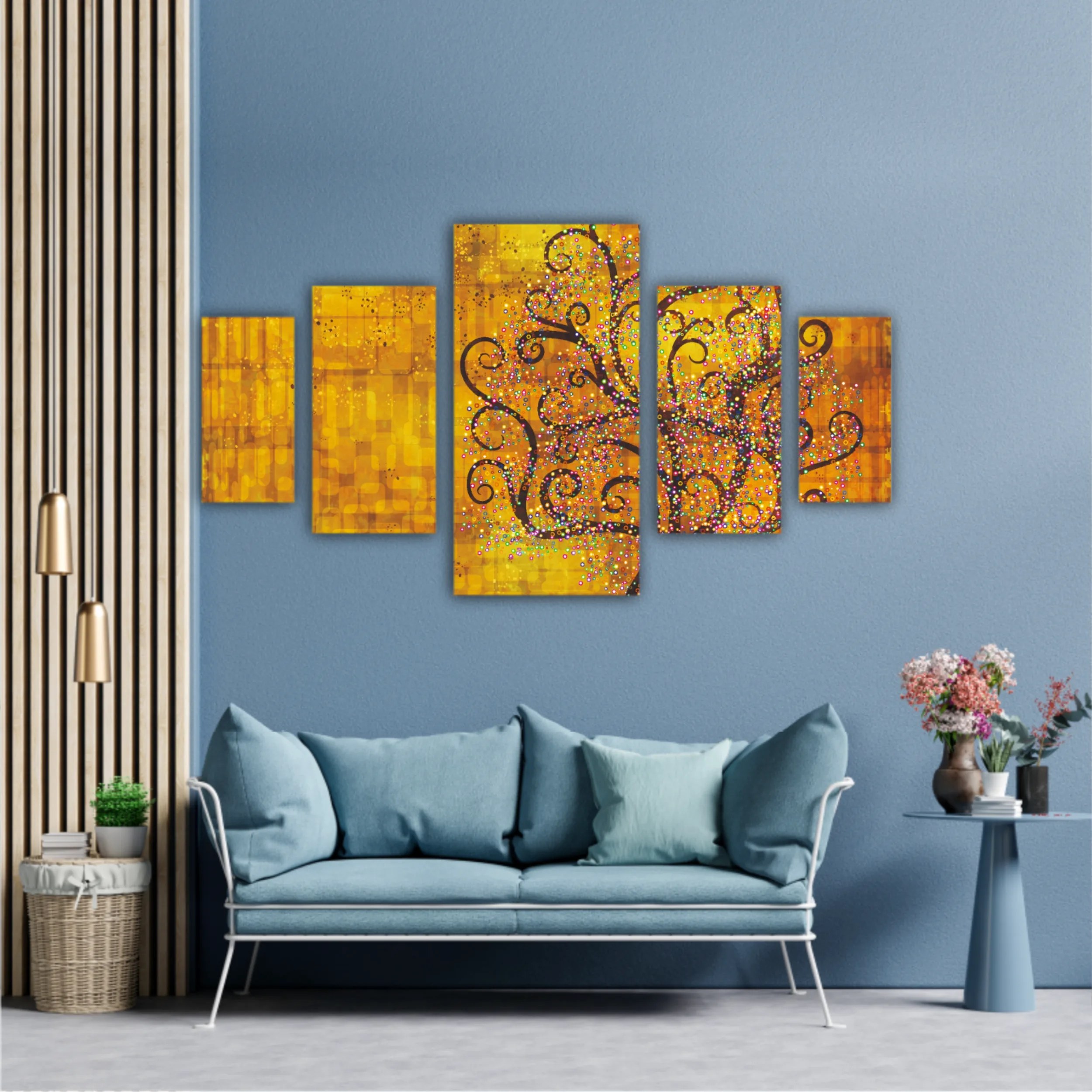 Abstract tree on a gold background in style of Gustav Klimt painting