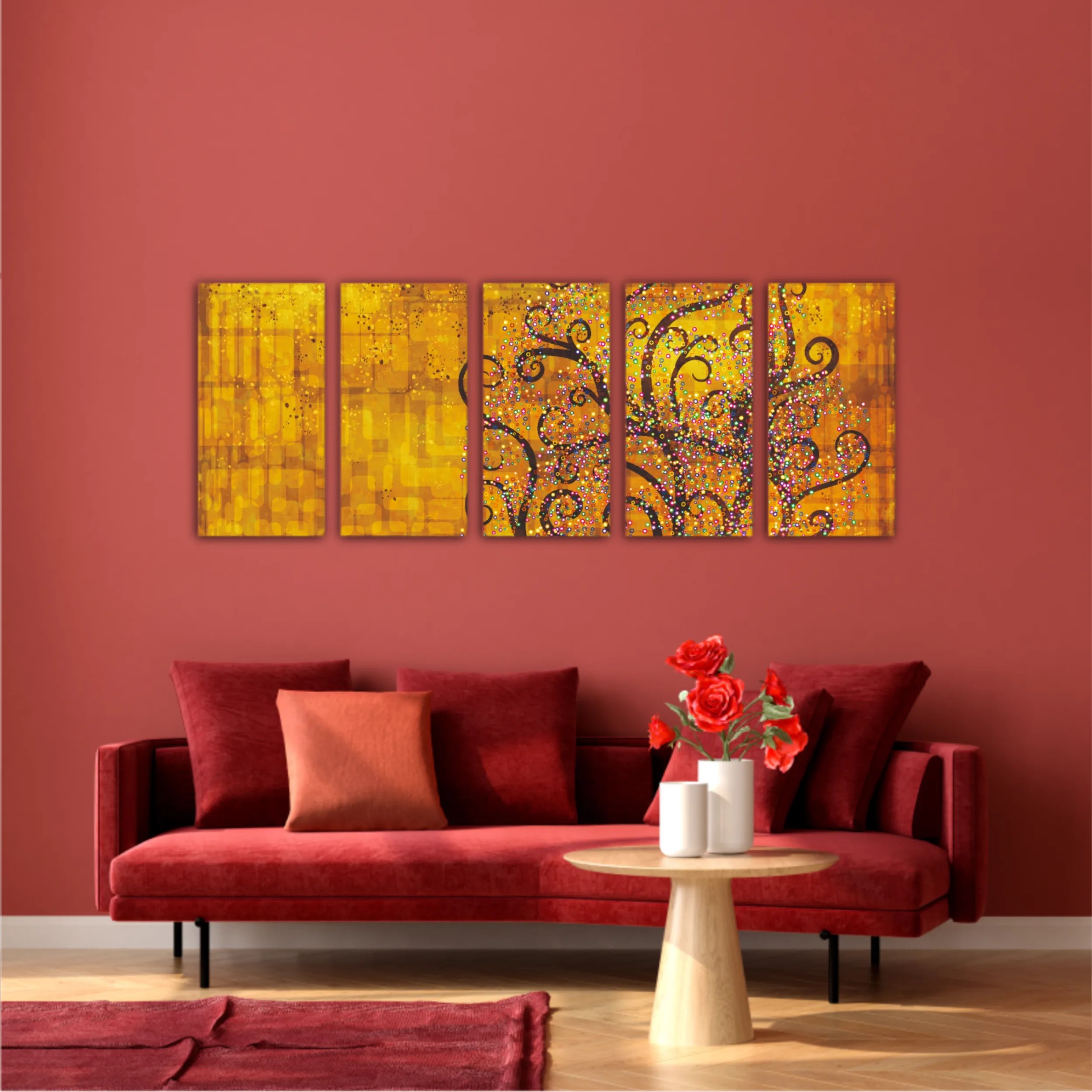 Abstract tree on a gold background in style of Gustav Klimt painting