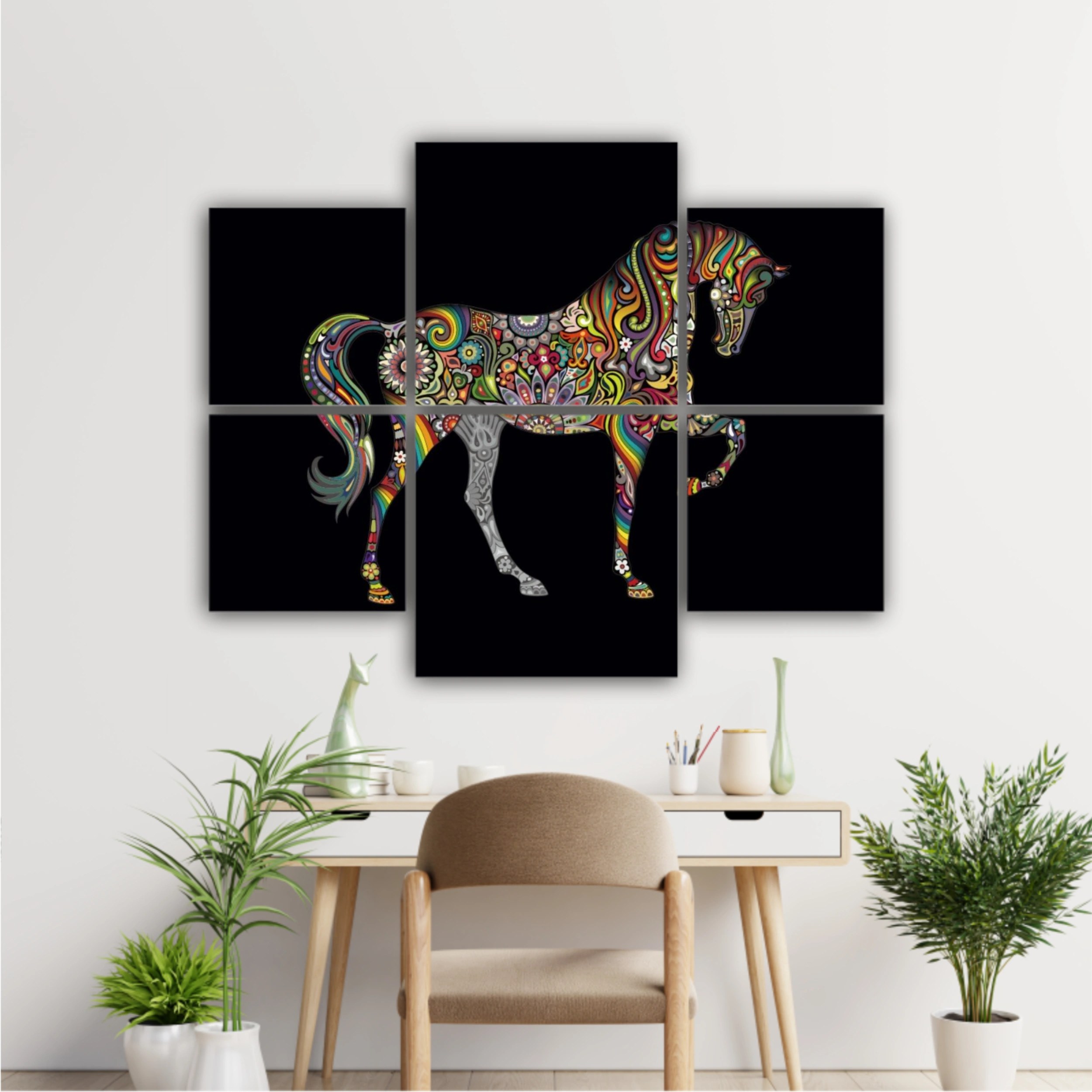 Cai colorat horse colorate abstract