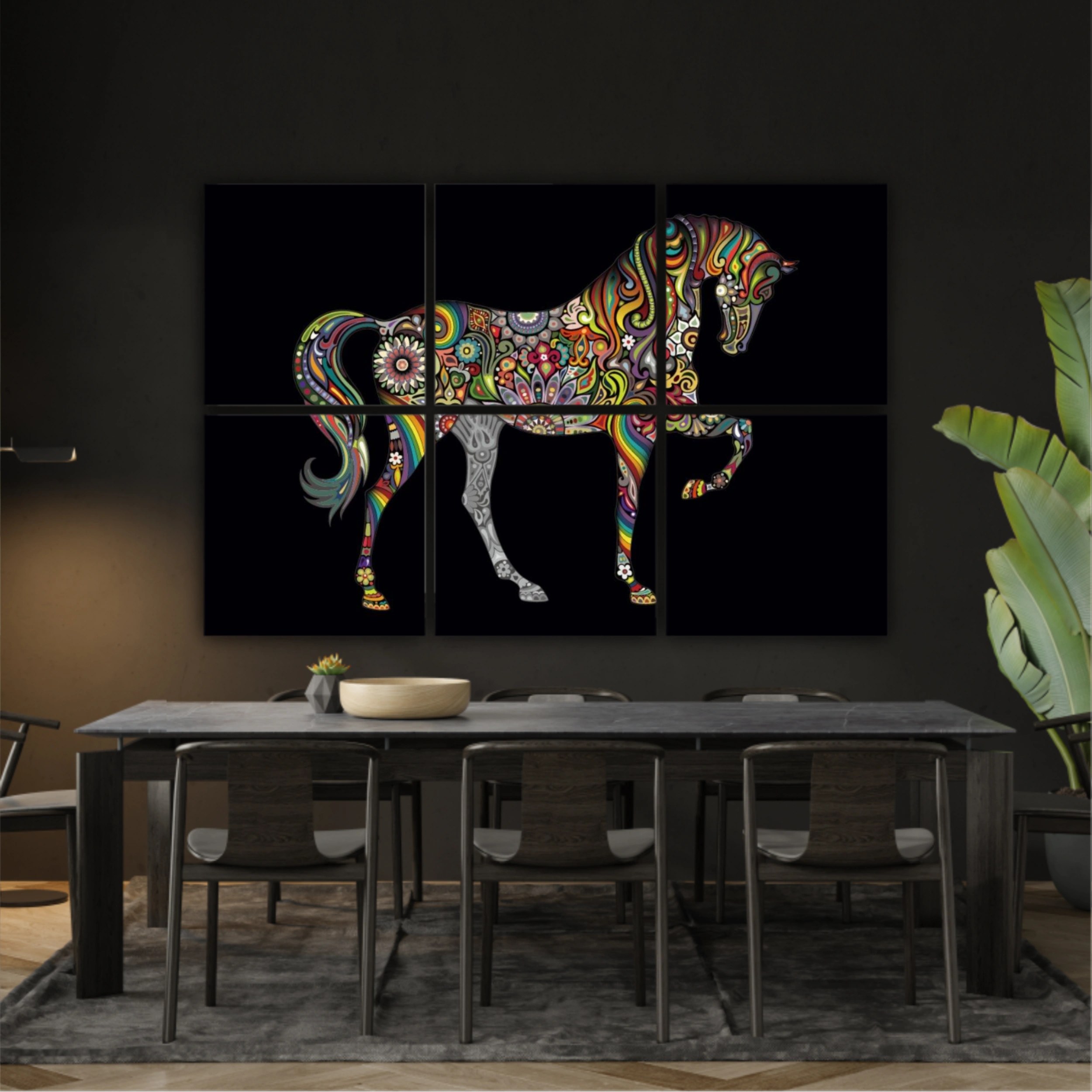 Cai colorat horse colorate abstract