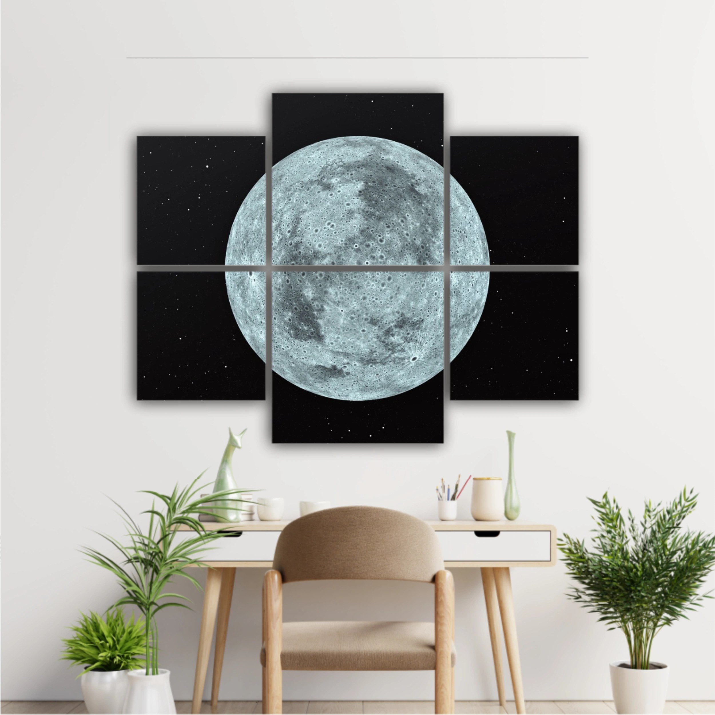 3D rendering of the moon with star sky background