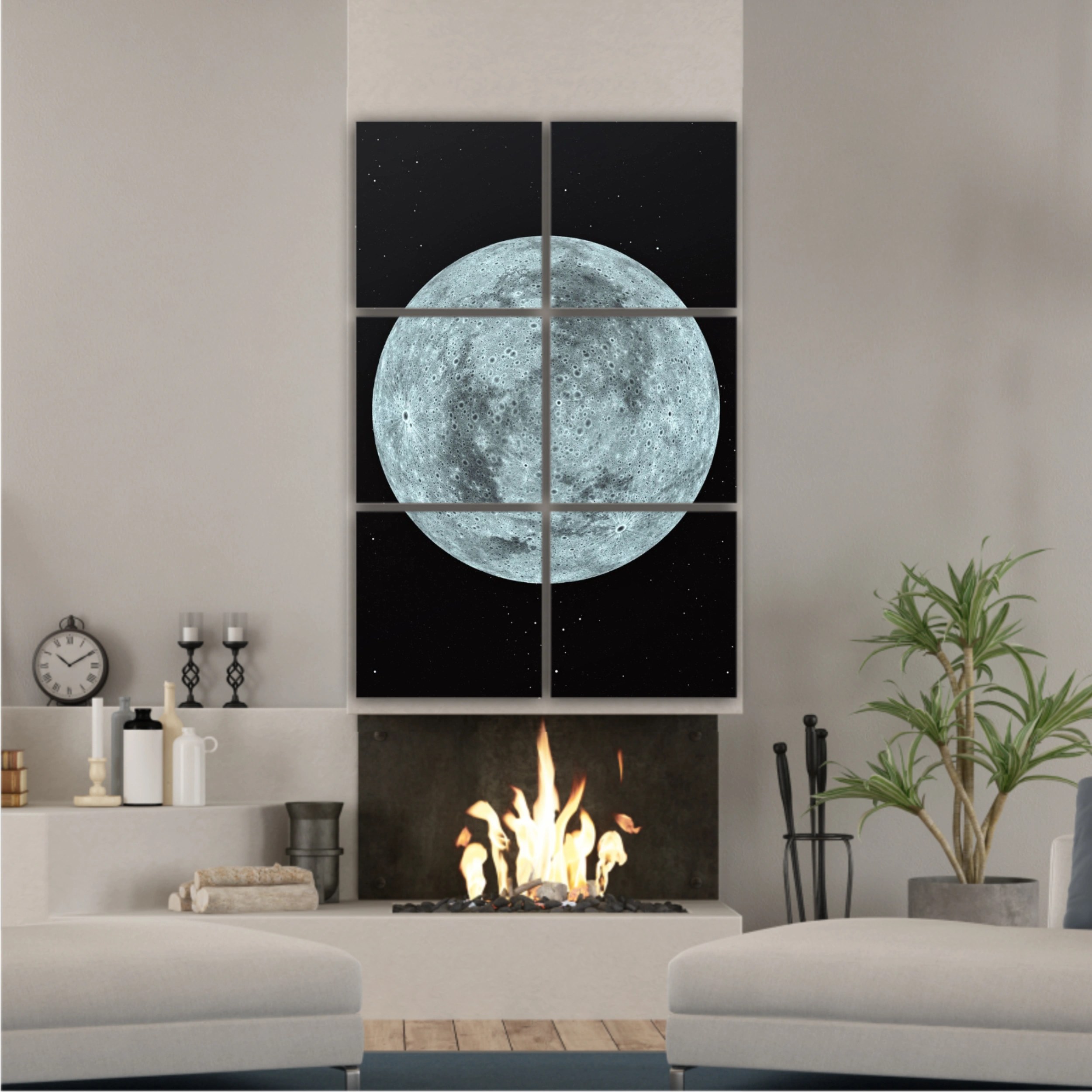 3D rendering of the moon with star sky background