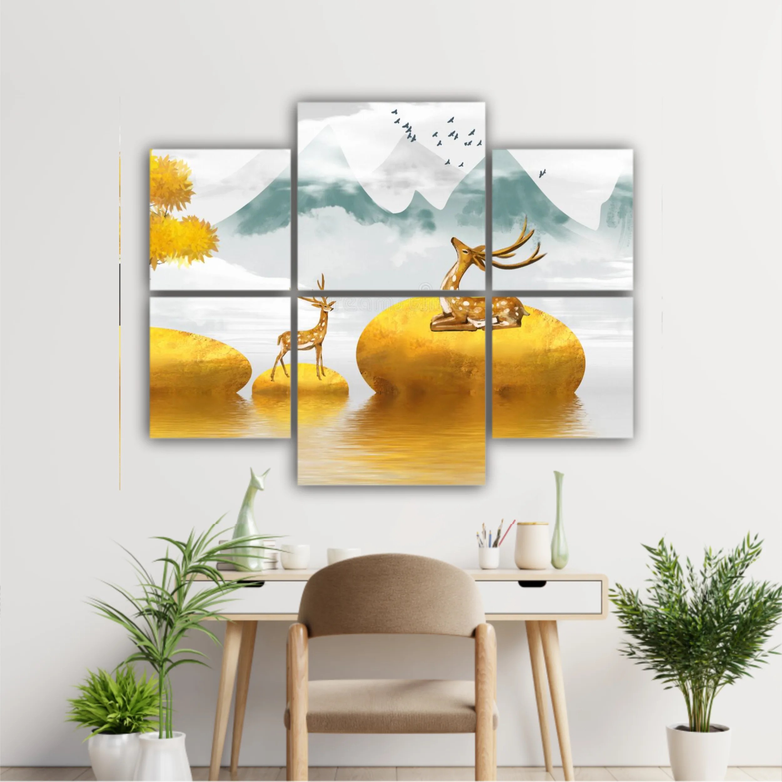 Abstract gilt golden landscape painting