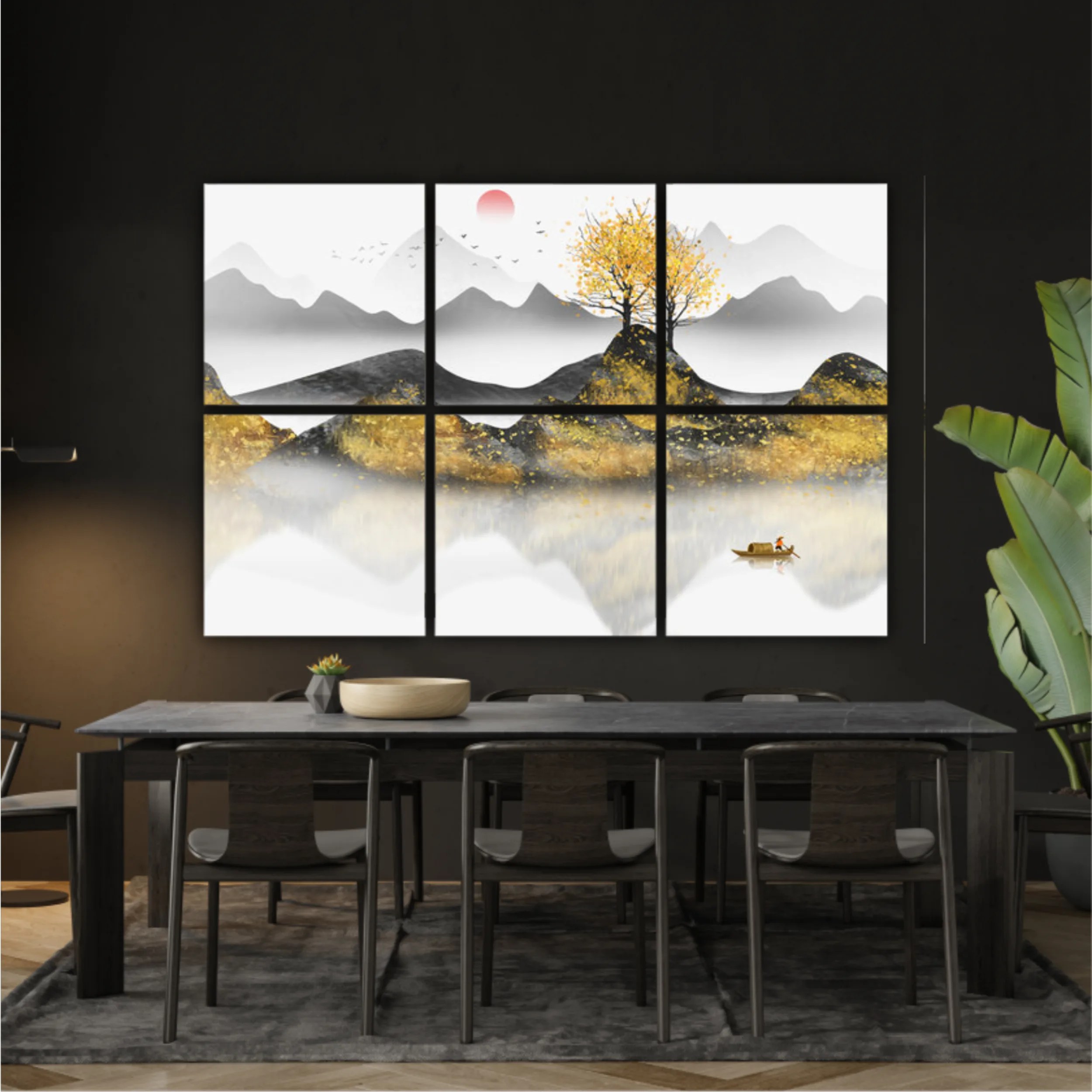 New abstract golden landscape painting