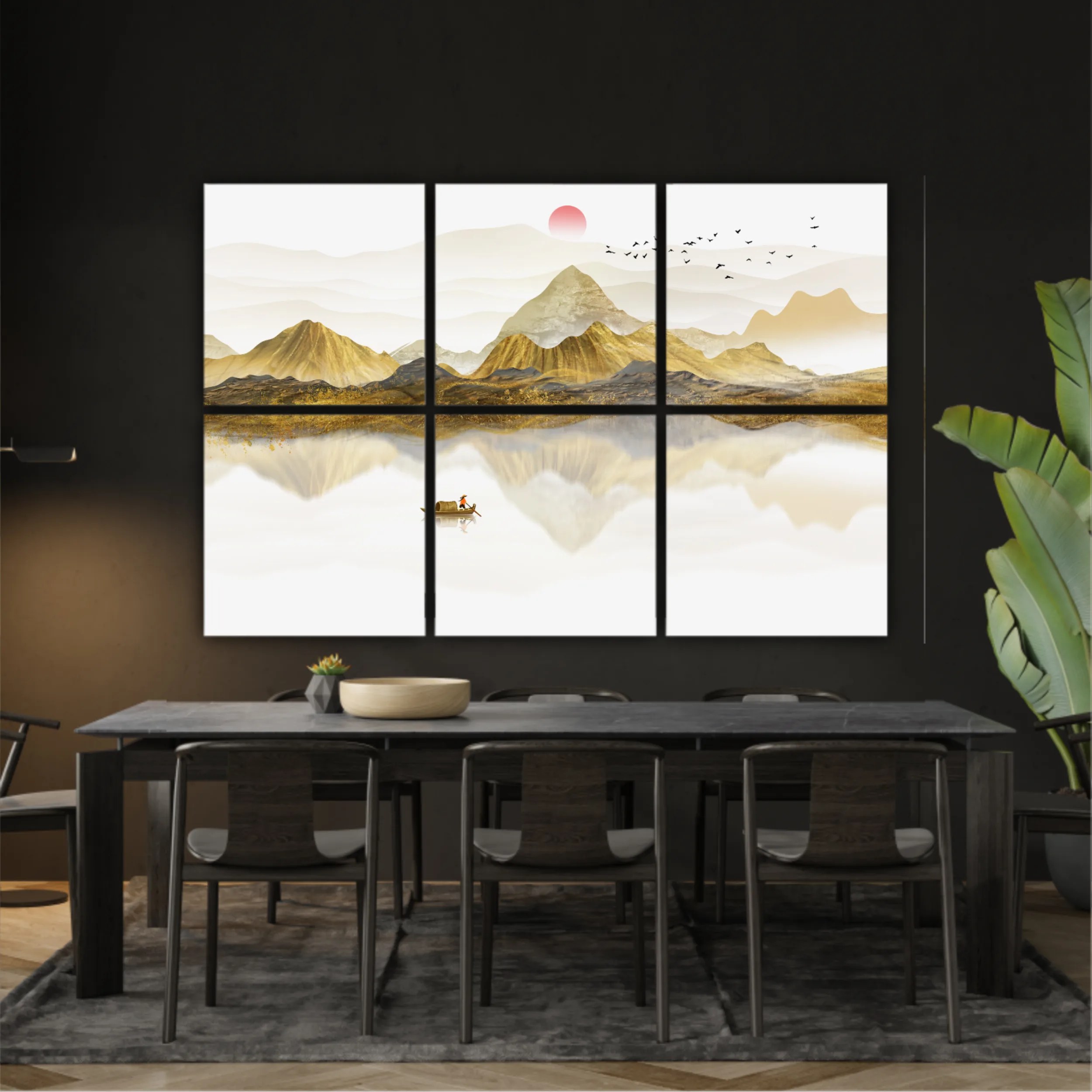 New Chinese abstract golden landscape painting