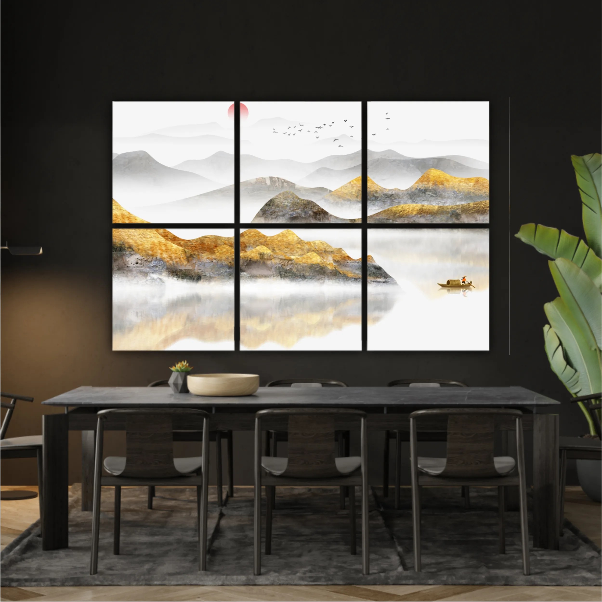 New Chinese abstract golden landscape painting