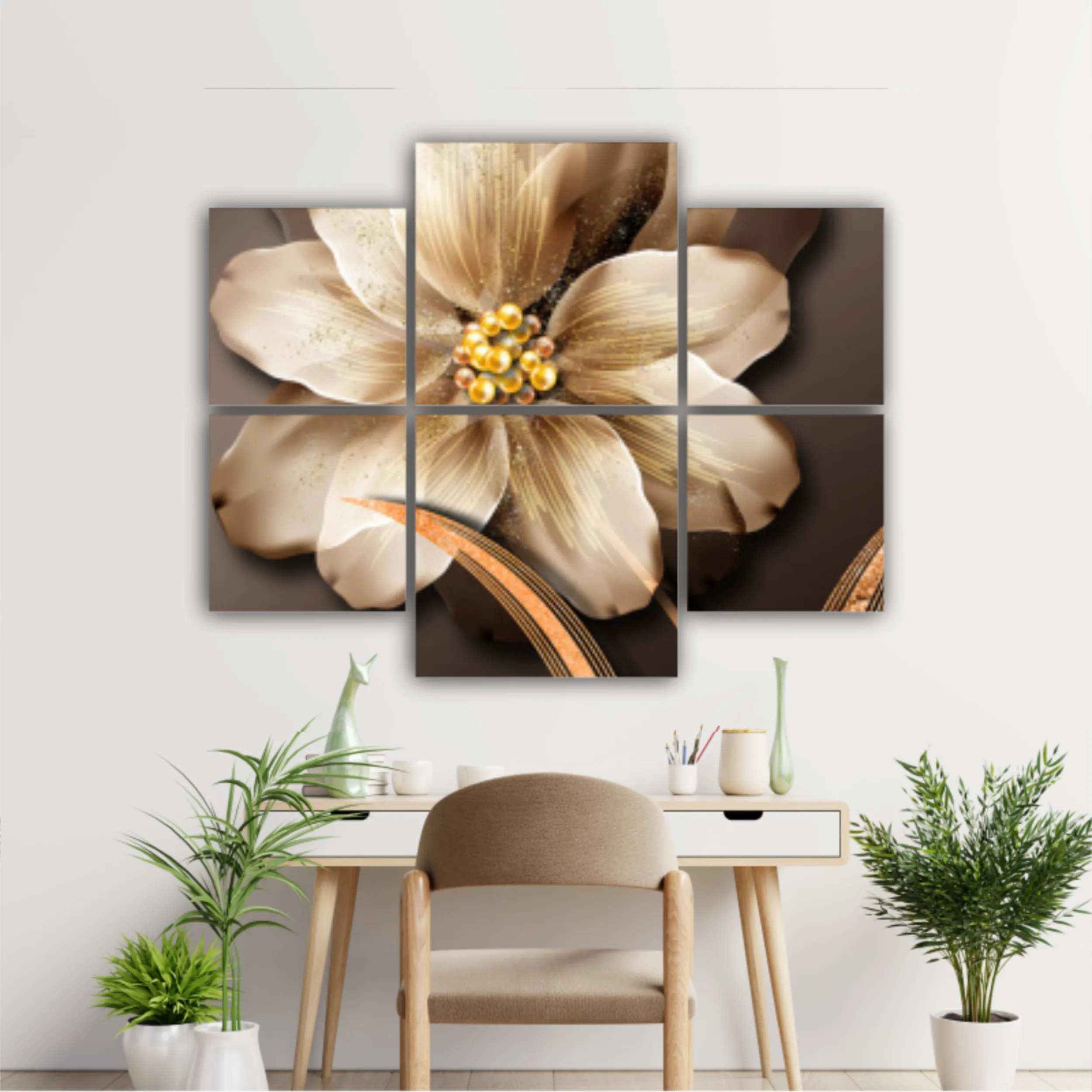 3d illustration of luxurious golden flower